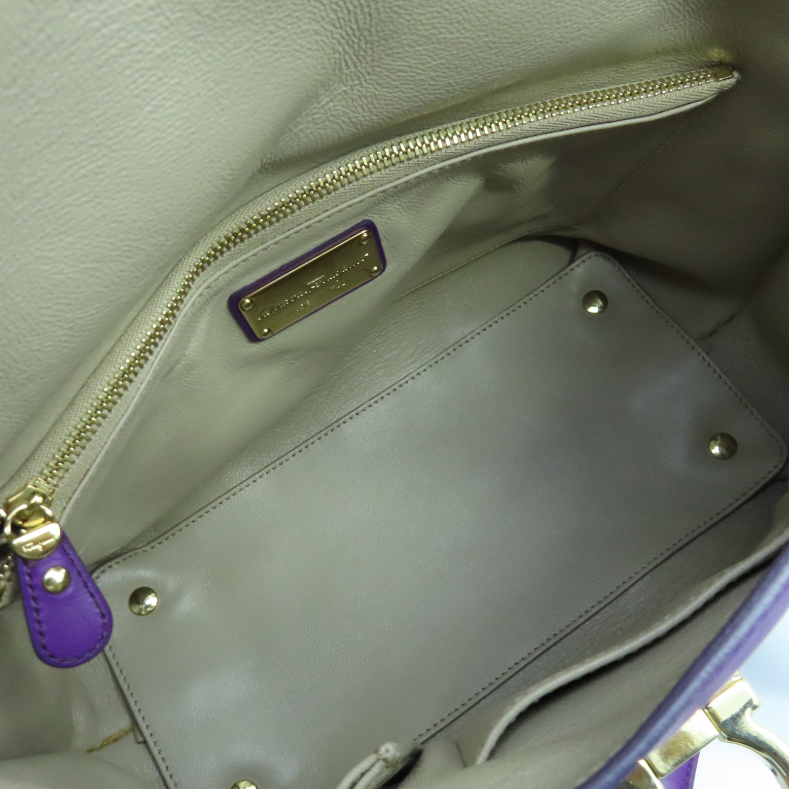 Salvatore Ferragamo 牛皮皮革Shoulder Bag金扣手挽肩背兩用袋紫色