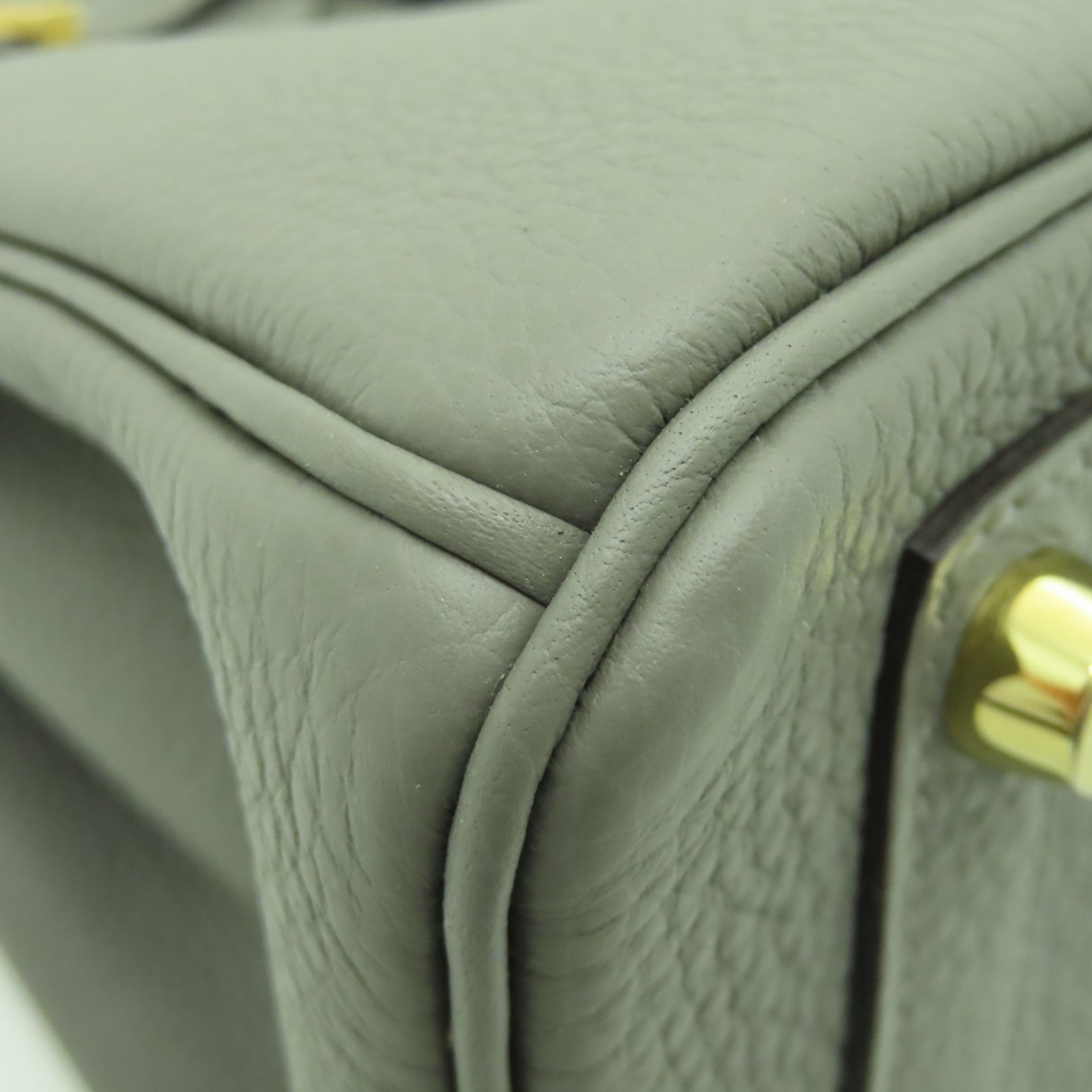 HERMES Togo皮革Birkin 25金扣手挽袋灰色