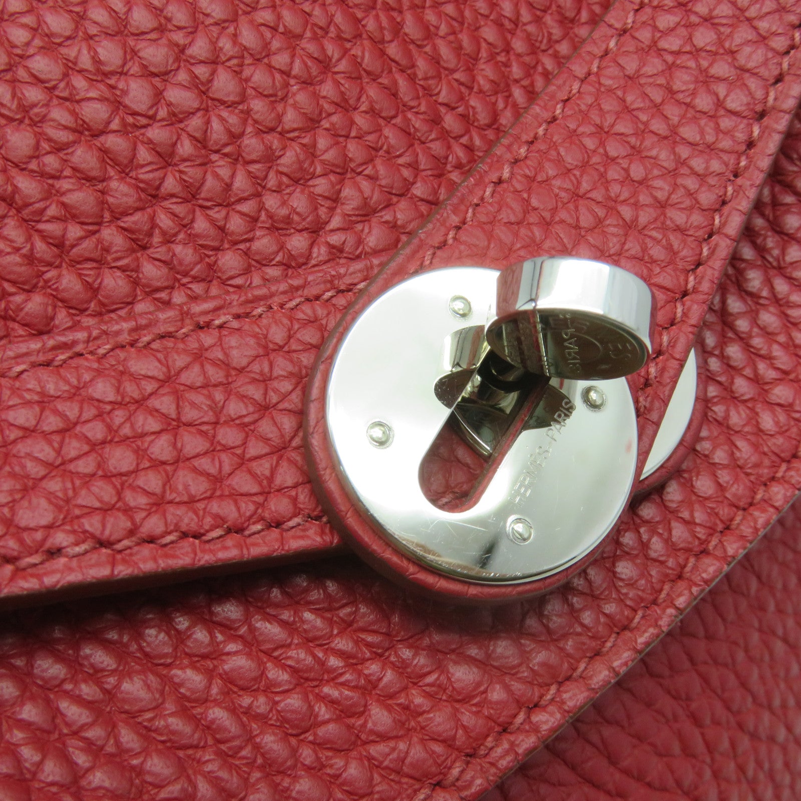 HERMES Clemence皮革Lindy 30 Shoulder Bag銀扣肩背袋’紅色