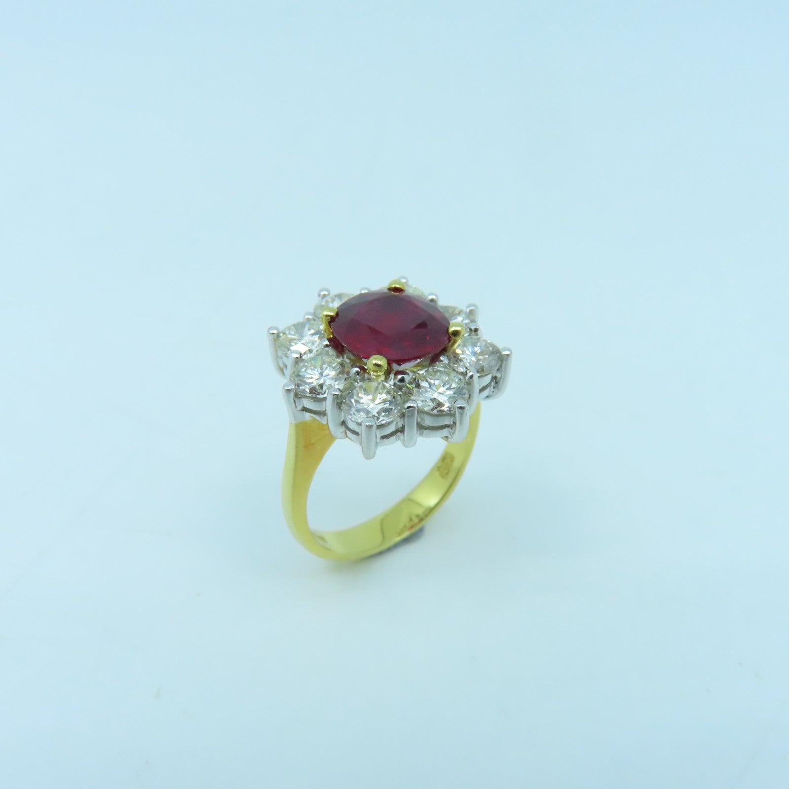 JEWELRY 18K白金/黃金Ruby Diamond Ring紅寶石/鑽石戒指US#5.25