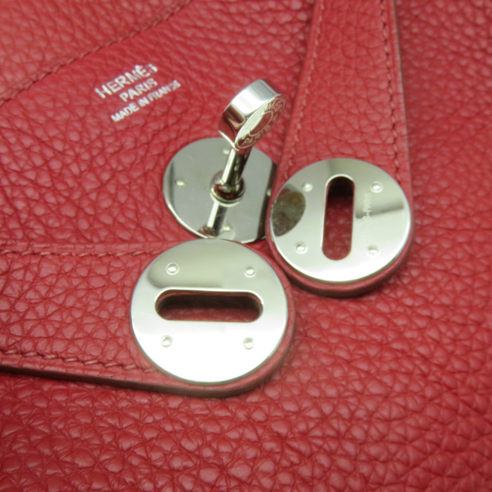 HERMES Clemence皮革Lindy 30 Shoulder Bag銀扣肩背袋’紅色
