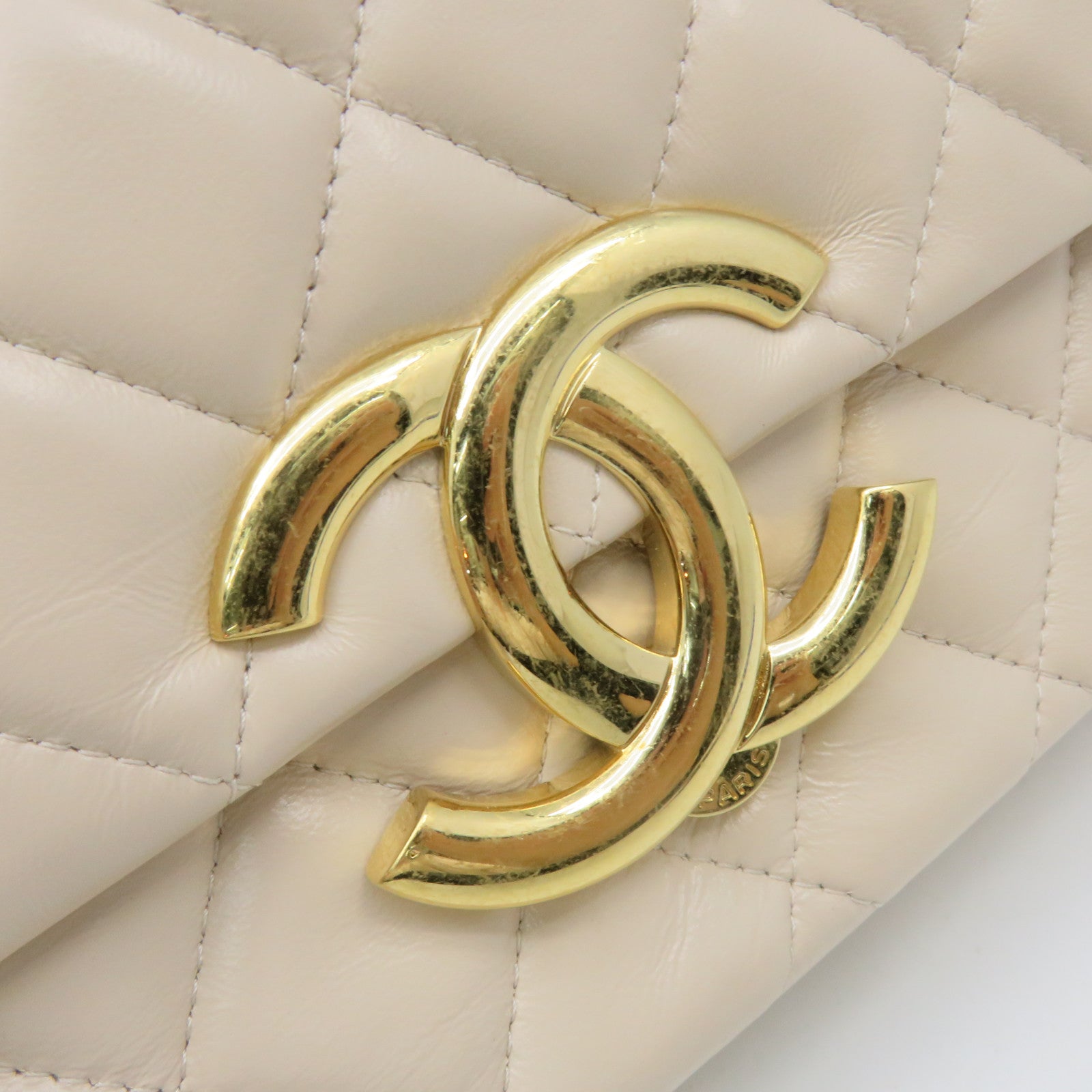 CHANEL 【激減優惠】菱格羊皮皮革Chain Shoulder Bag金扣鏈帶肩背袋杏色