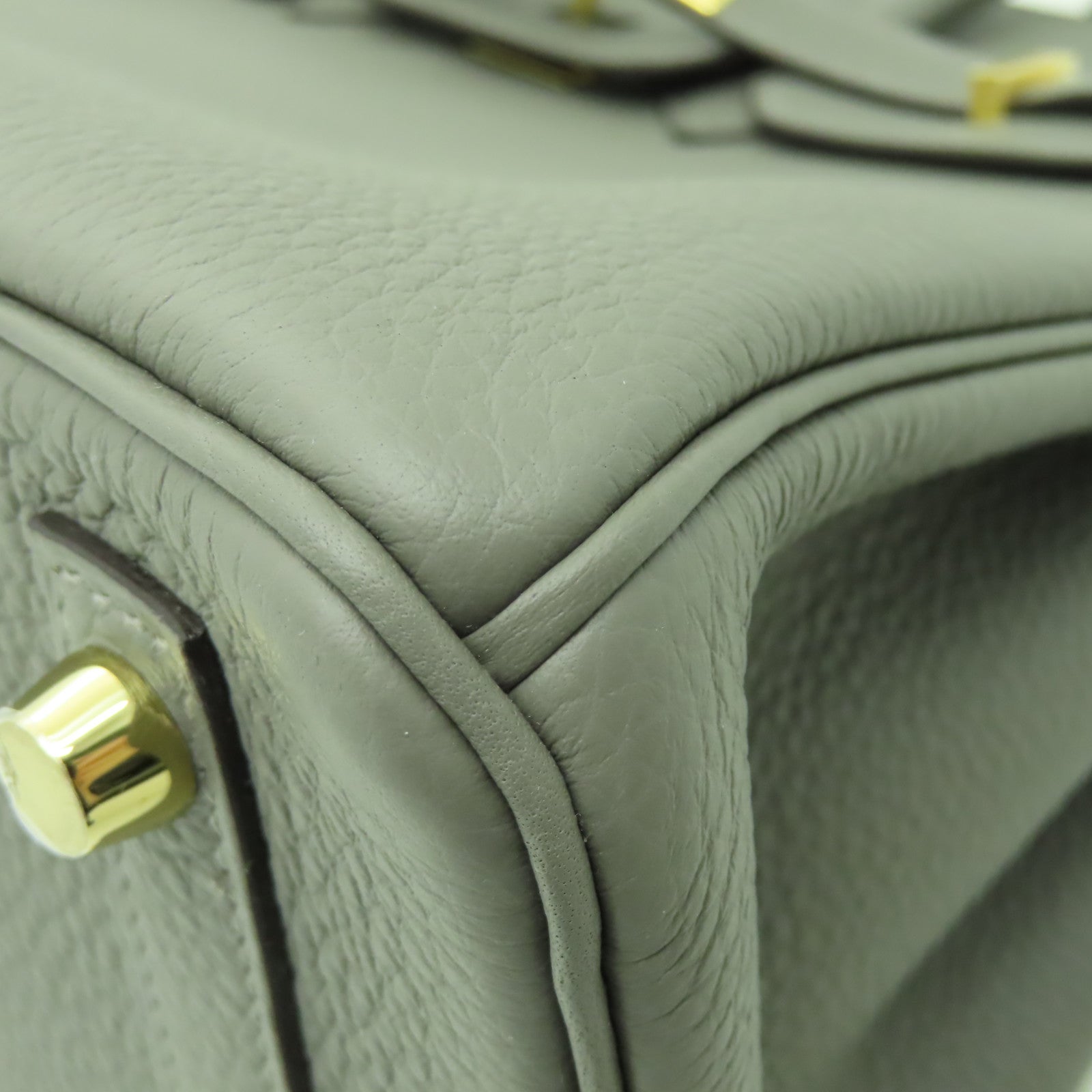 HERMES Togo皮革Birkin 25金扣手挽袋灰色