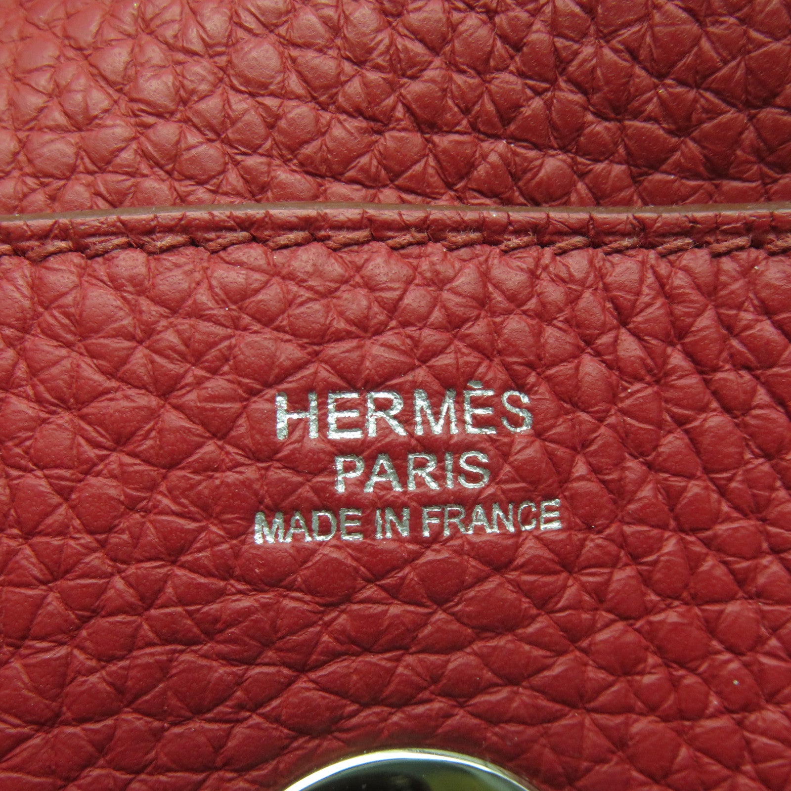 HERMES Clemence皮革Lindy 30 Shoulder Bag銀扣肩背袋’紅色