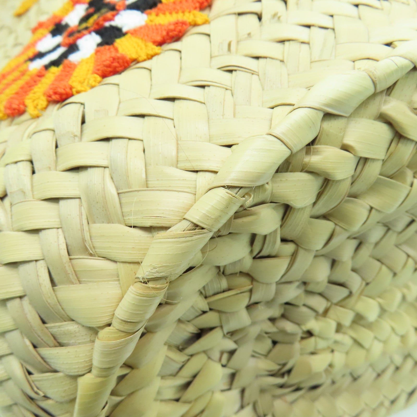 LOEWE Raffia Shoulder Bag銀扣肩背袋米色/橙色