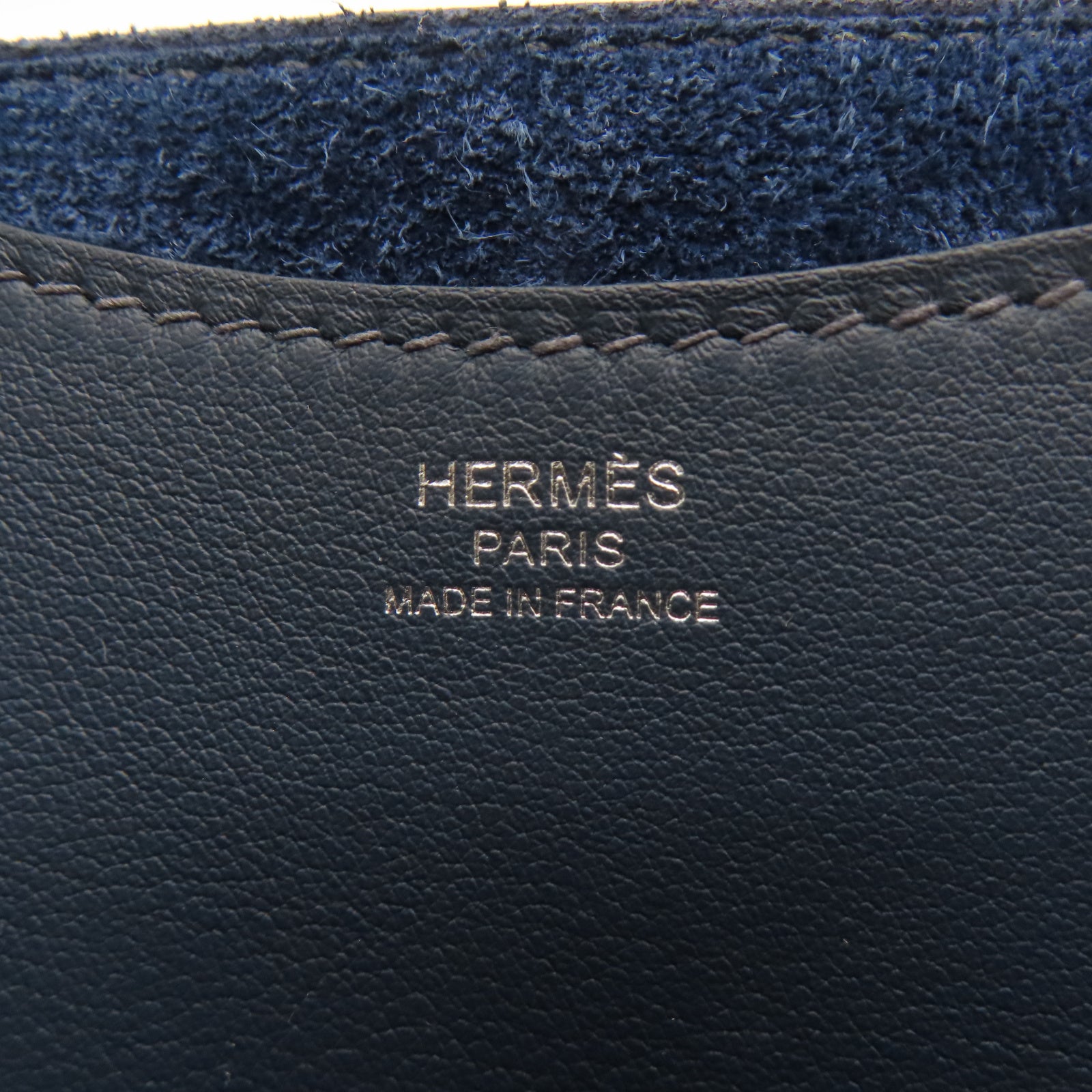 HERMES Clemence皮革/Swift皮革In The Loop銀扣手挽袋Bleu De Prusse普魯士藍色