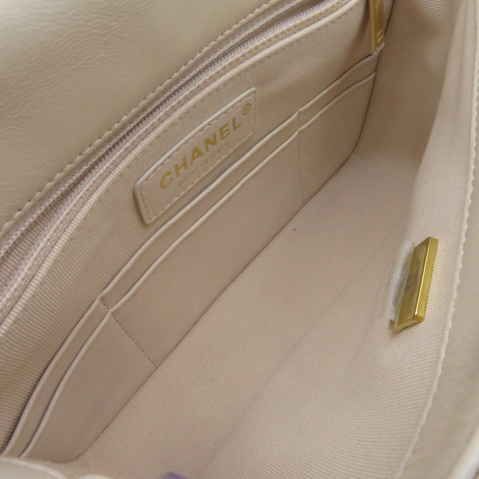 CHANEL 【激減優惠】菱格羊皮皮革Chain Shoulder Bag金扣鏈帶肩背袋杏色