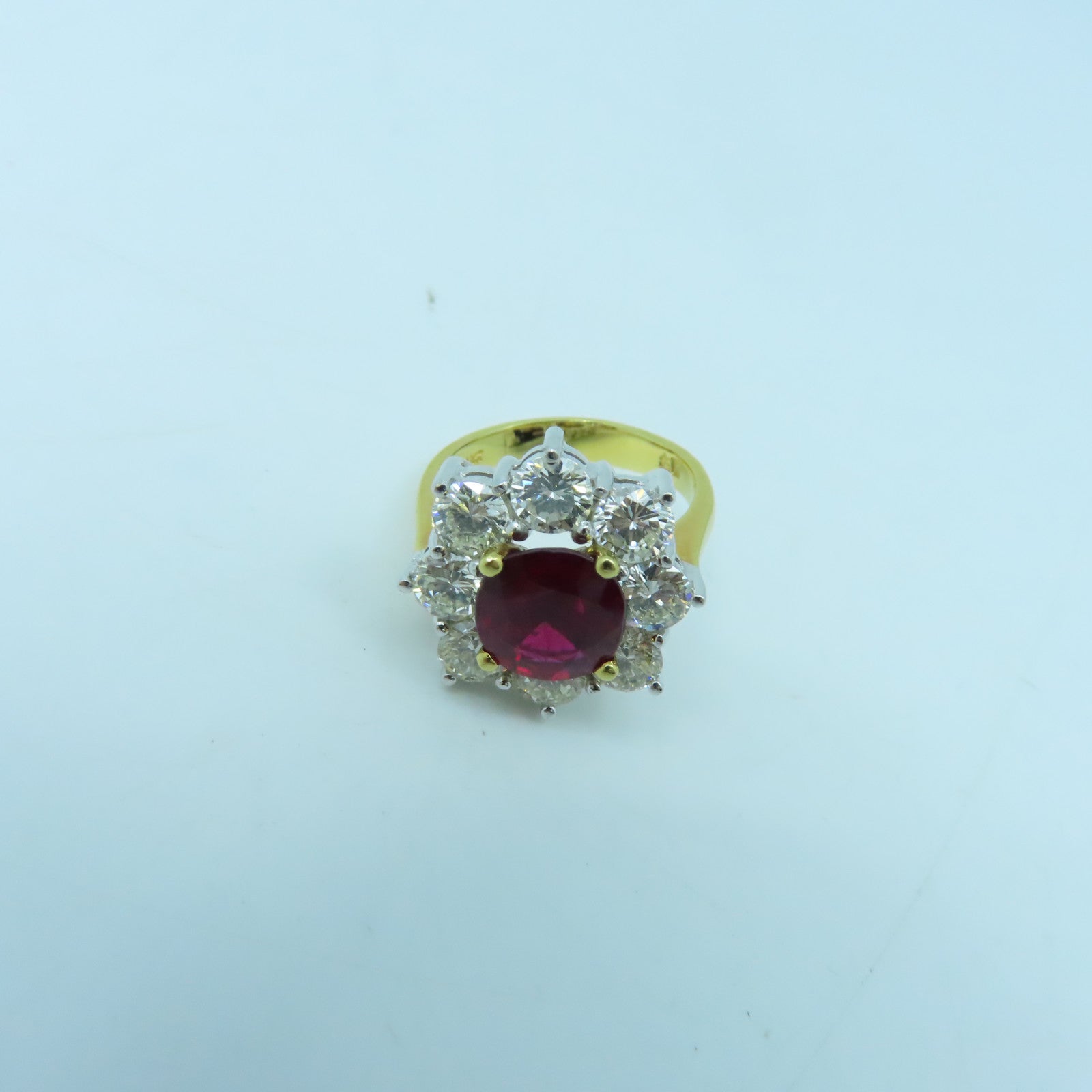 JEWELRY 18K白金/黃金Ruby Diamond Ring紅寶石/鑽石戒指US#5.25
