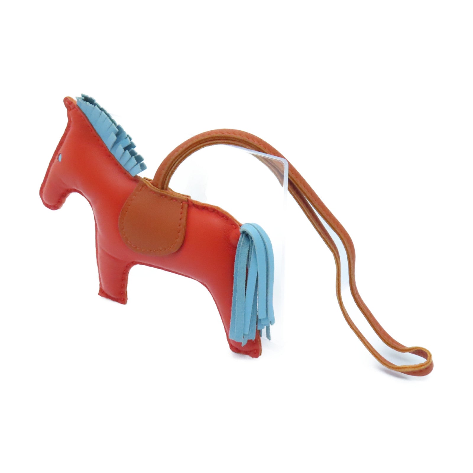 HERMES Agneau Milo皮革Rodeo MM Charm掛飾Capucine/Celeste/Cop紅色/淺藍色/啡色