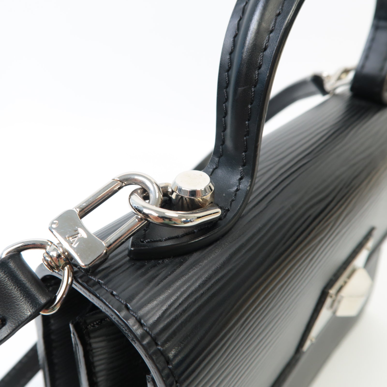 LOUIS VUITTON Epi Sevigne PM銀扣手挽肩背兩用袋黑色