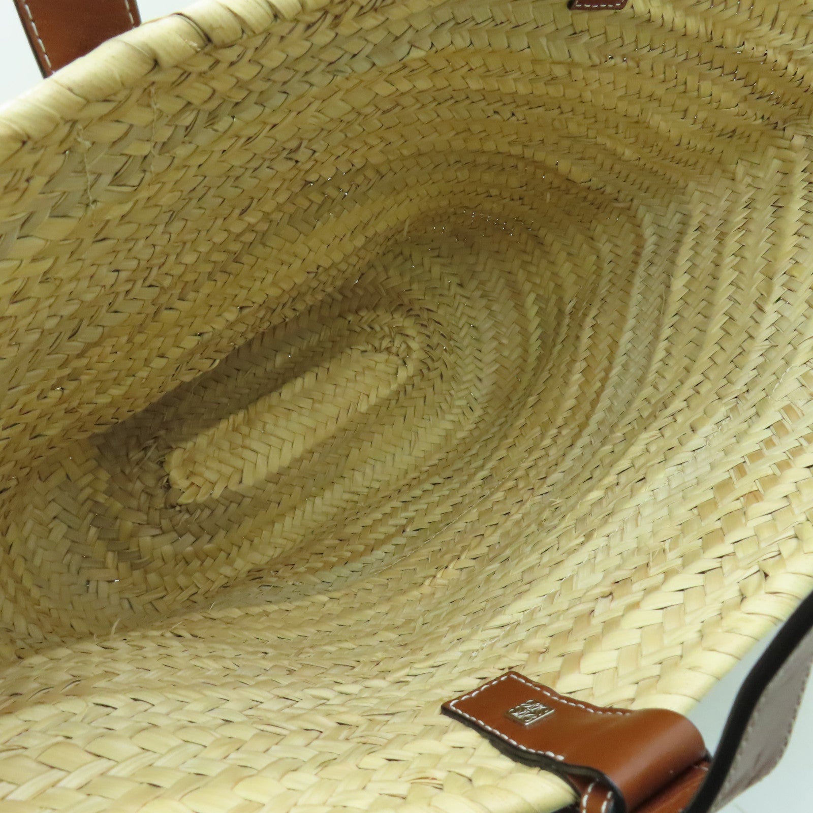 LOEWE Raffia Shoulder Bag銀扣肩背袋米色/橙色