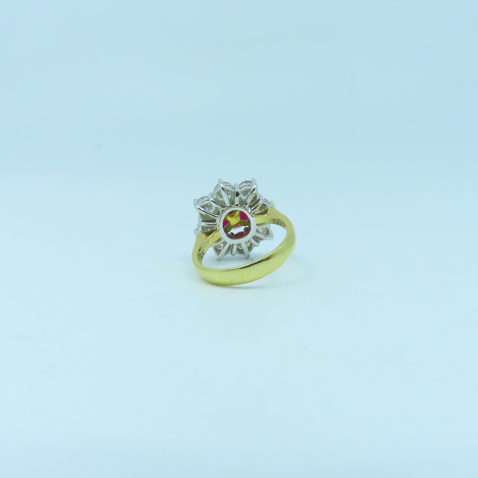 JEWELRY 18K白金/黃金Ruby Diamond Ring紅寶石/鑽石戒指US#5.25