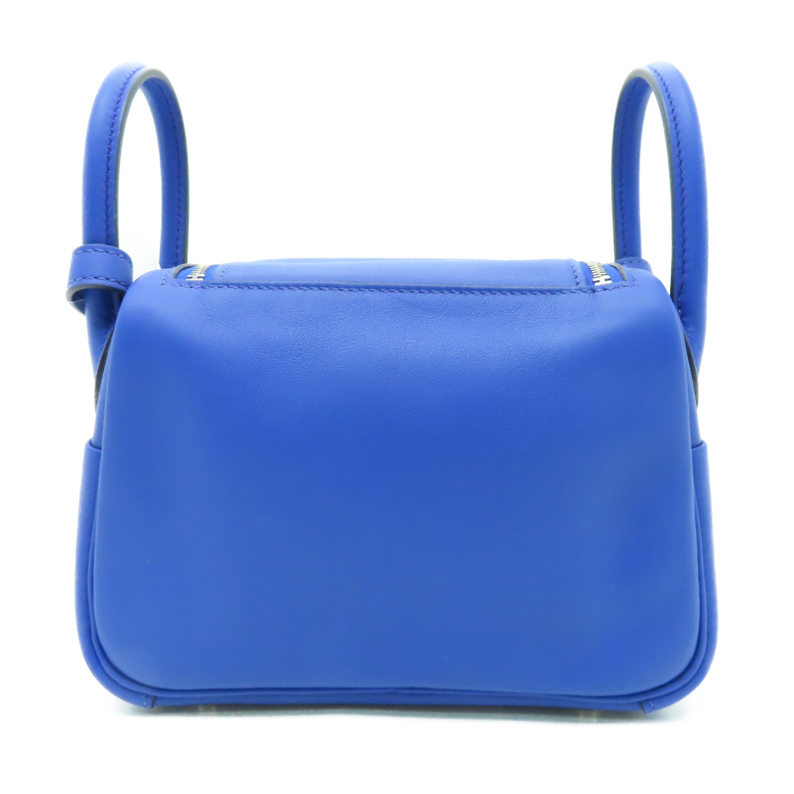 HERMES Swift皮革Mini Lindy銀扣肩背袋藍色