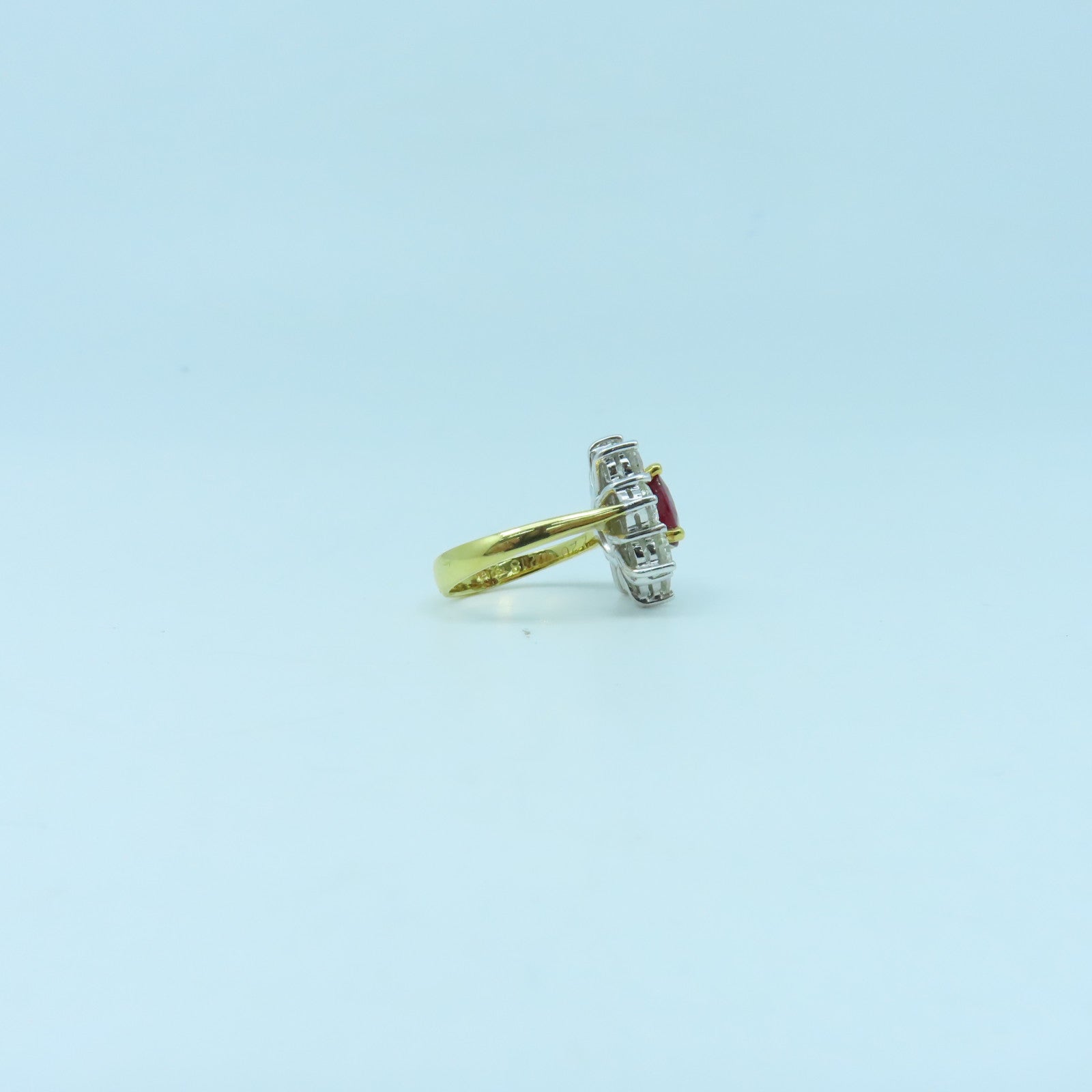 JEWELRY 18K白金/黃金Ruby Diamond Ring紅寶石/鑽石戒指US#5.25