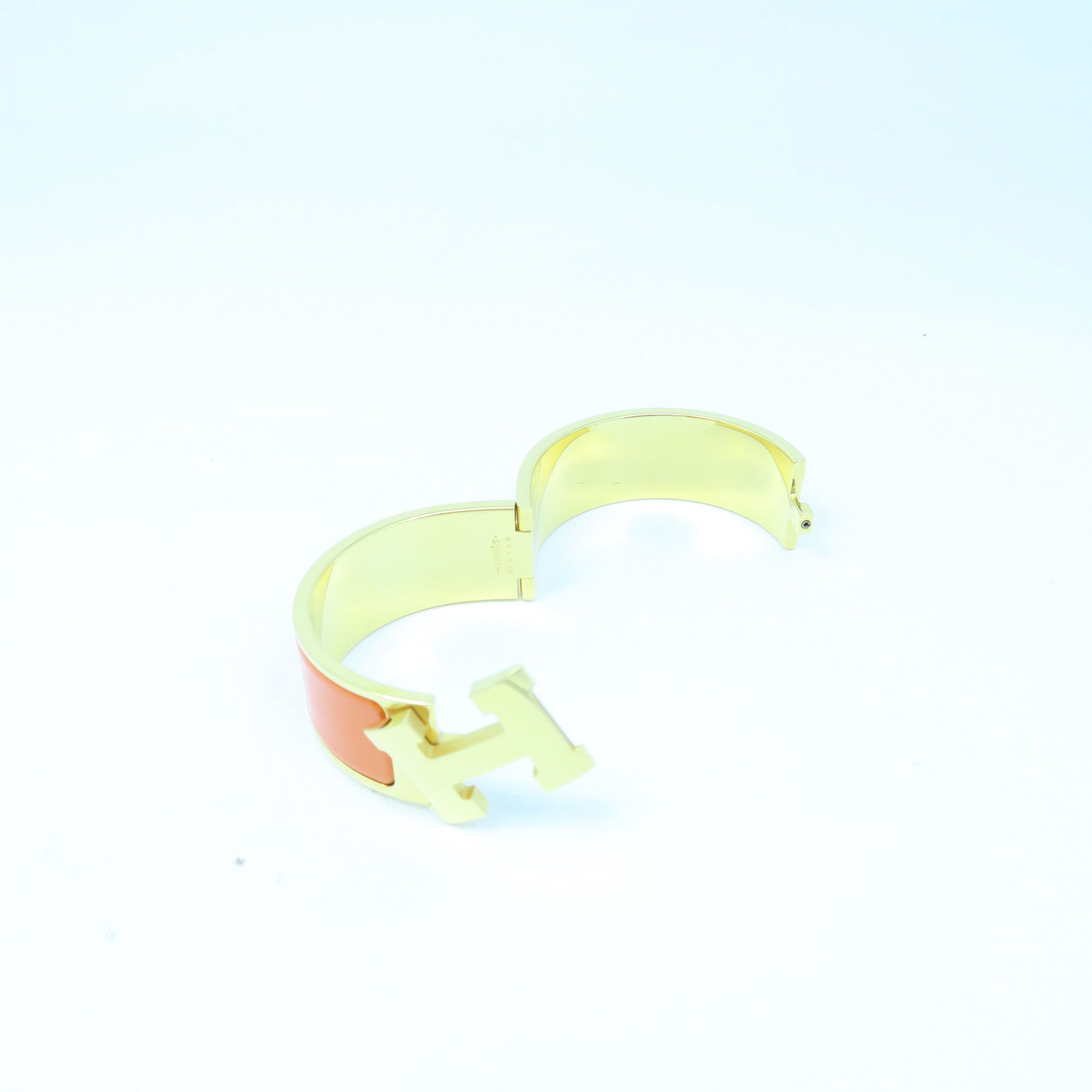 HERMES 金屬Clic-Clac H手鐲橙色/金色