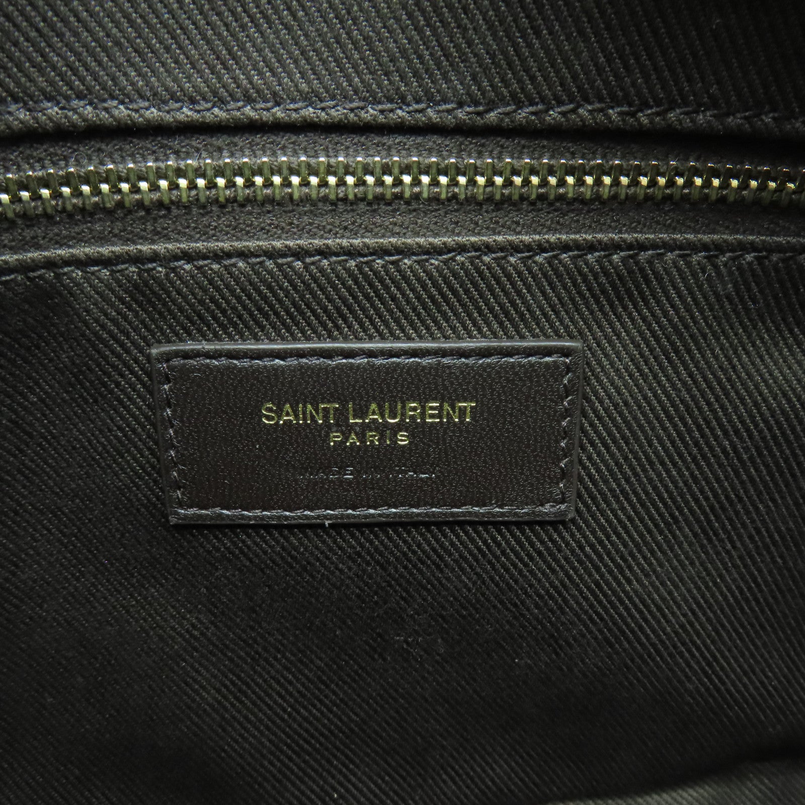 YVES SAINT LAURENT Coated Canvas Camera Bag Gold Button Shoulder Bag Brown