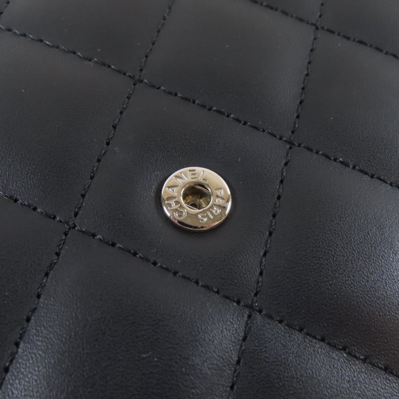 CHANEL 菱格羊皮皮革Cambon Long Wallet銀扣長錢包黑色