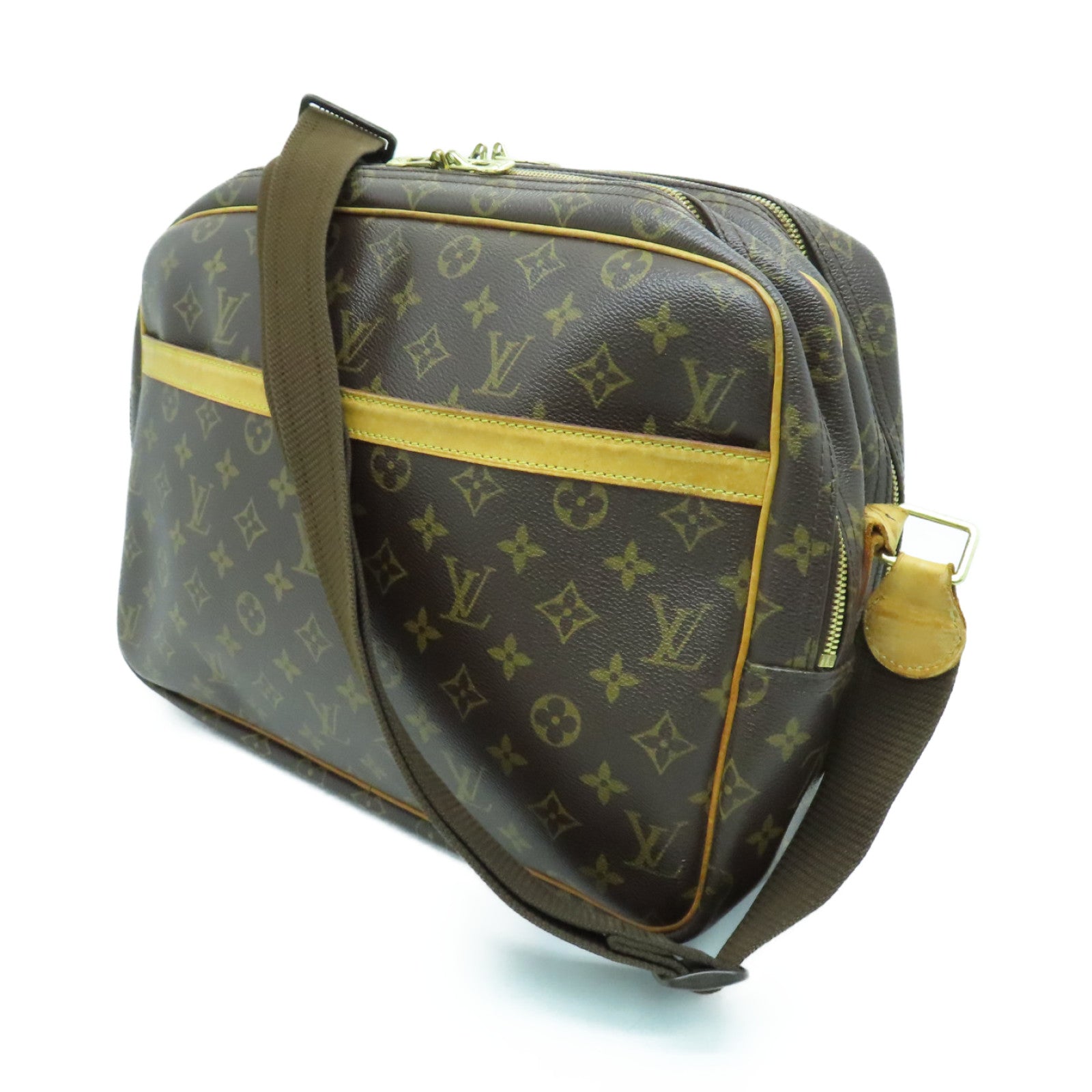 LOUIS VUITTON Monogram Reporter GM金扣肩背袋啡色