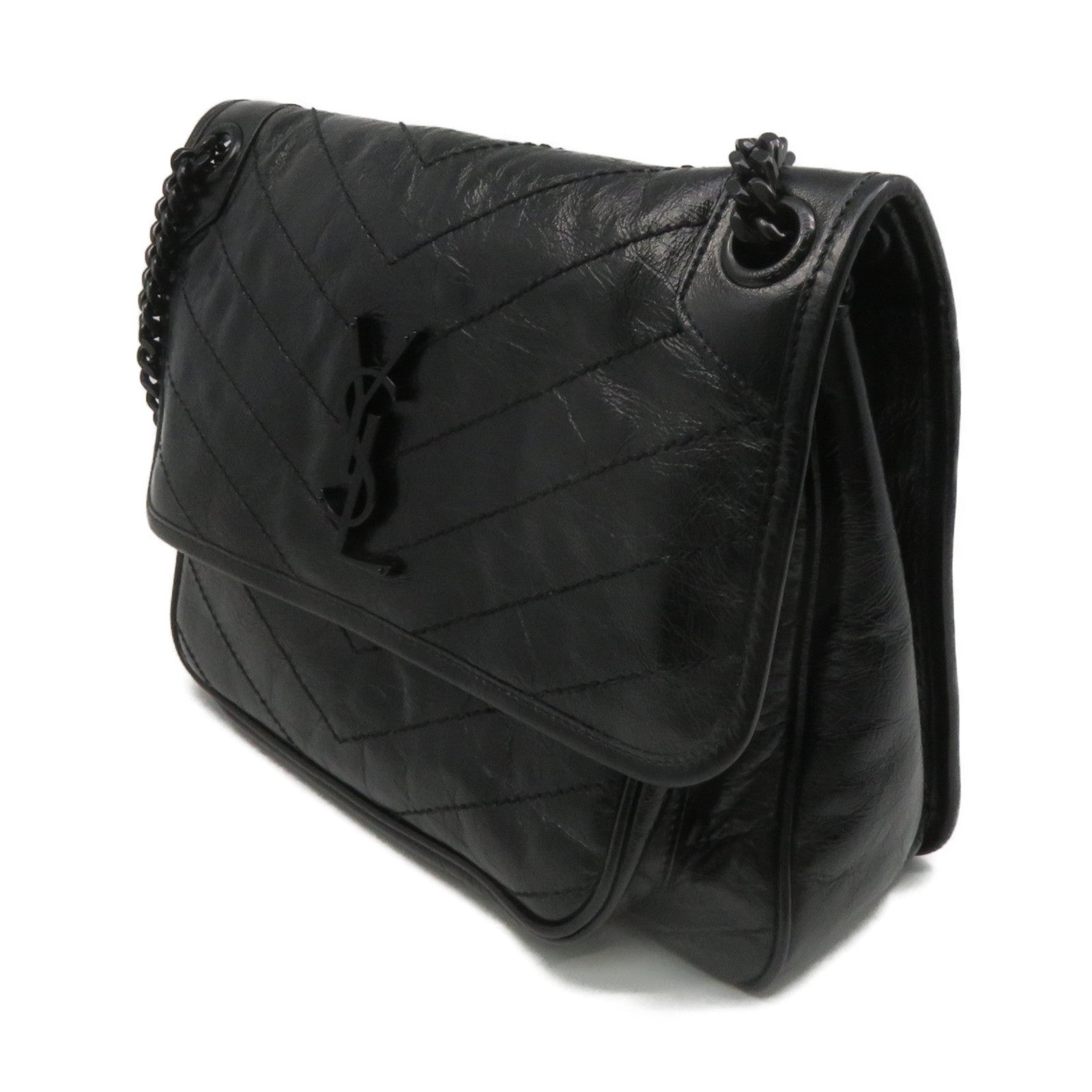 SAINT LAURENT 牛皮皮革Niki Shoulder Bag鏈帶肩背袋黑色