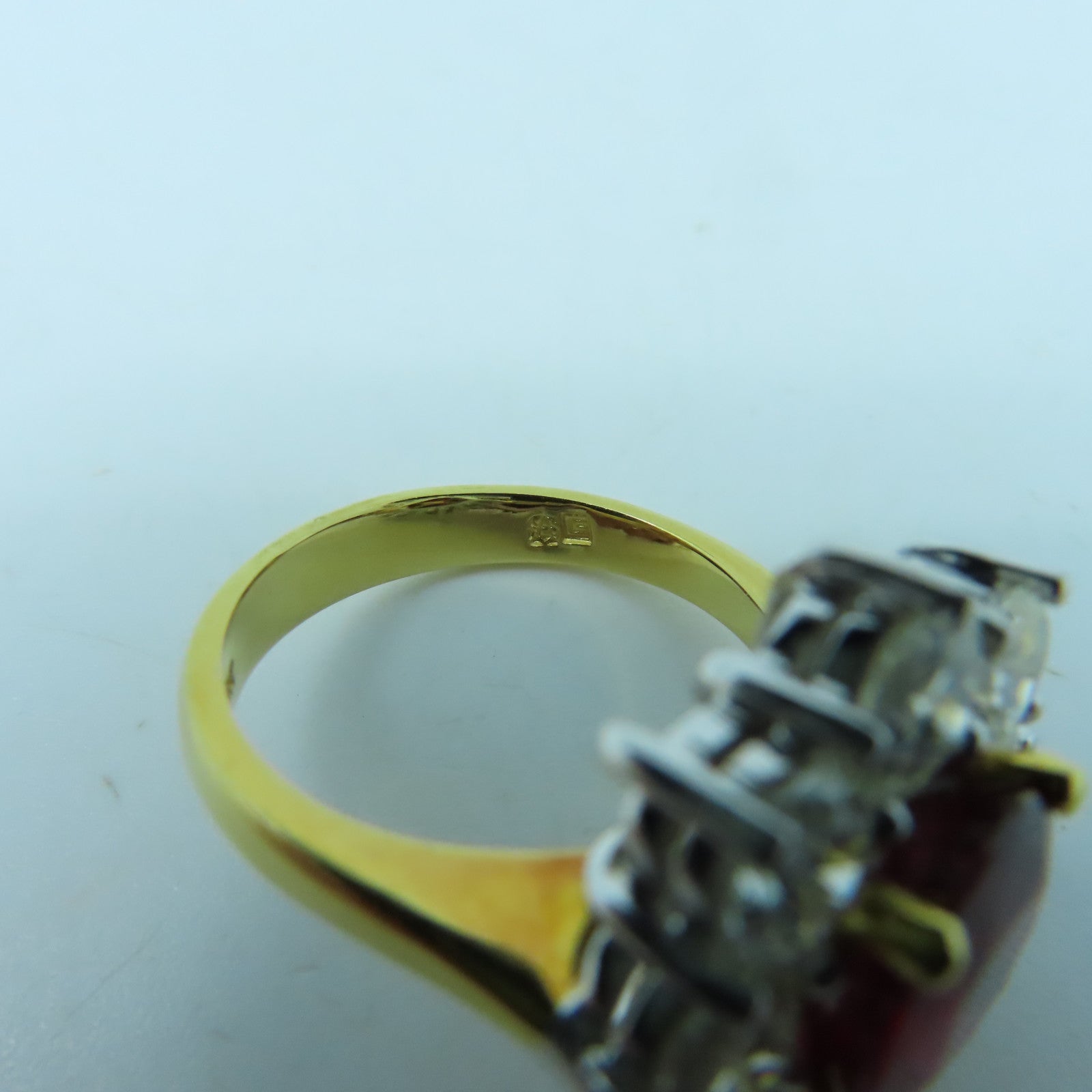 JEWELRY 18K白金/黃金Ruby Diamond Ring紅寶石/鑽石戒指US#5.25