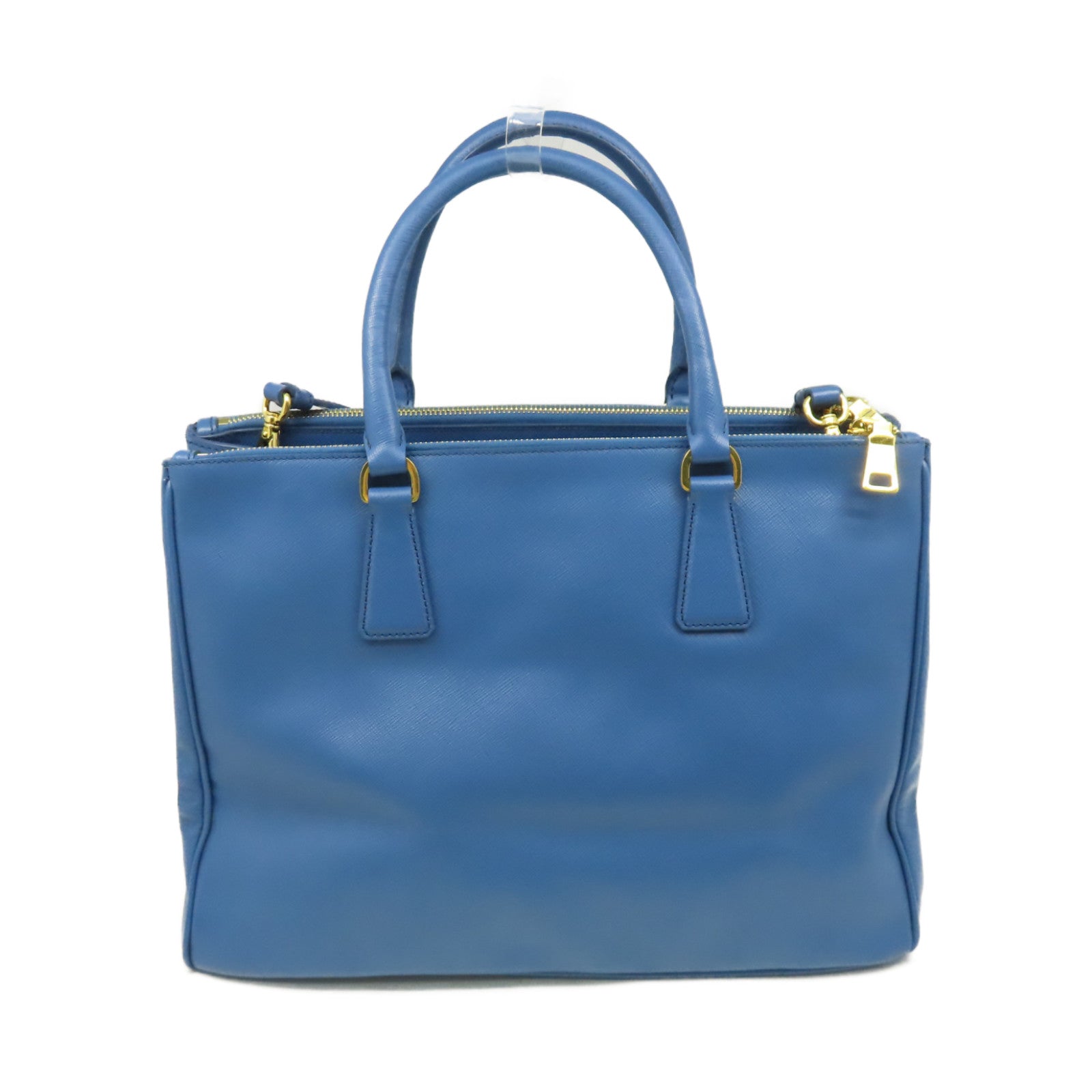 PRADA Saffiano Lux皮革Galleria 2Way Shoulder Bag金扣手挽肩背兩用袋藍色