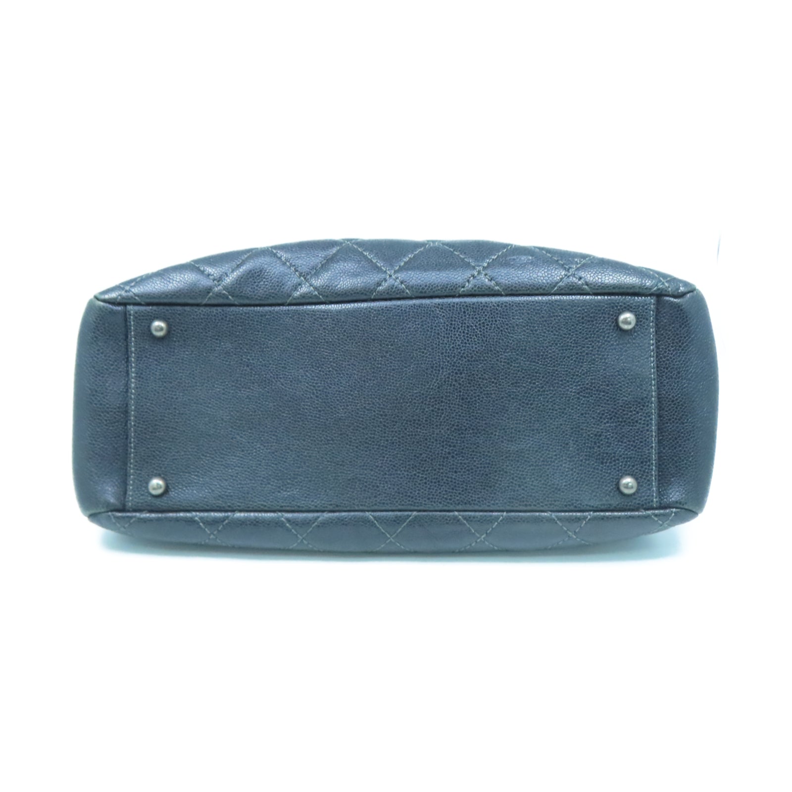 CHANEL 菱格Caviar皮革Chic Shopping Tote銀扣鏈帶肩背袋黑色