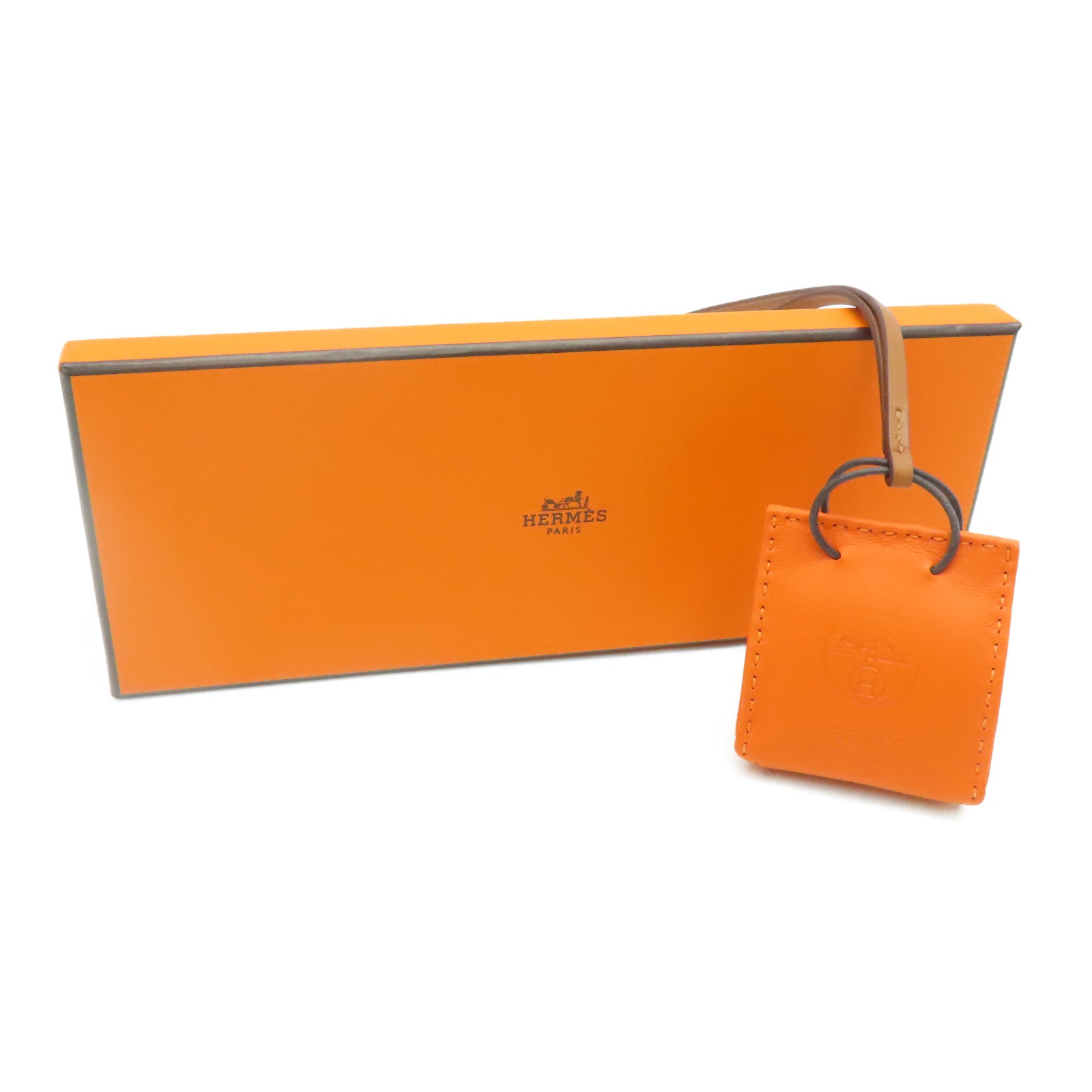HERMES [Sharp Discount] Swift Leather Charm Ornament Orange