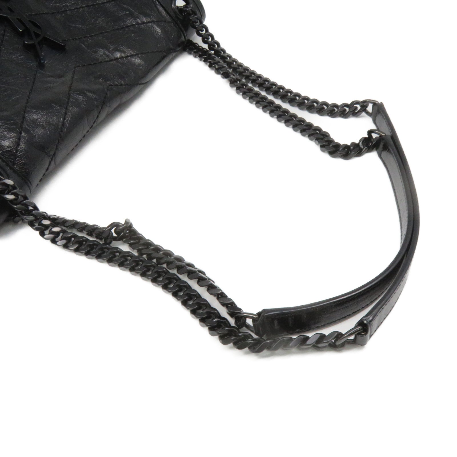 SAINT LAURENT 牛皮皮革Niki Shoulder Bag鏈帶肩背袋黑色