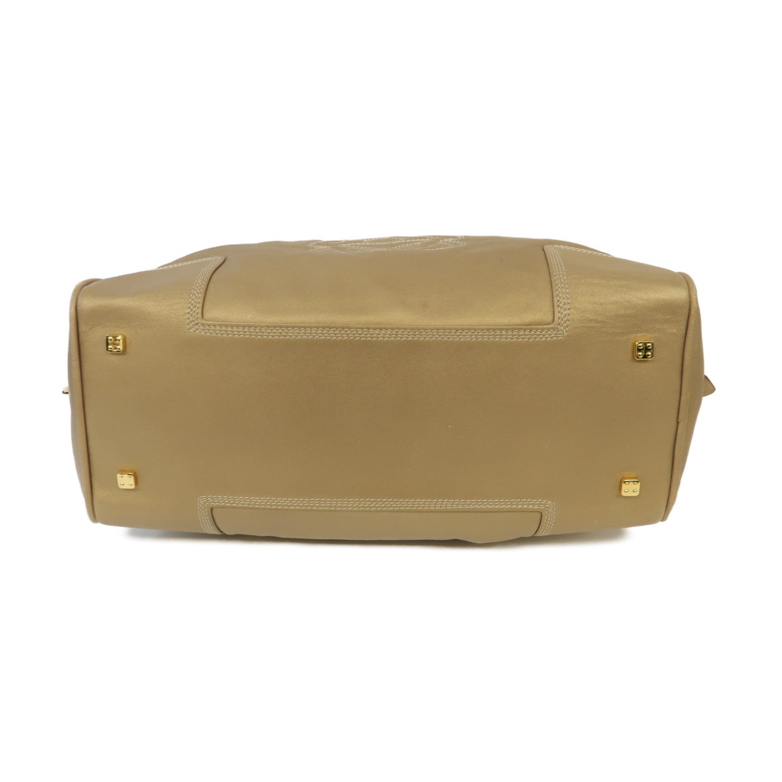 LOEWE 羊皮皮革Amazona金扣手挽袋金色