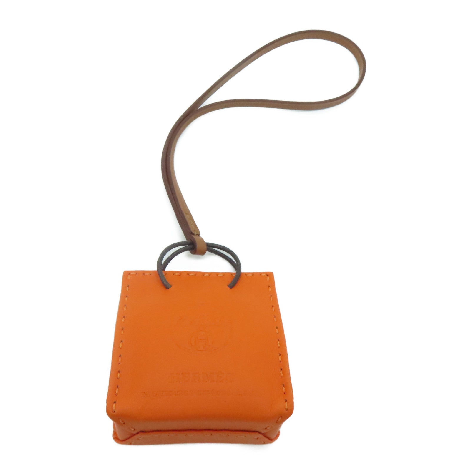 HERMES [Sharp Discount] Swift Leather Charm Ornament Orange