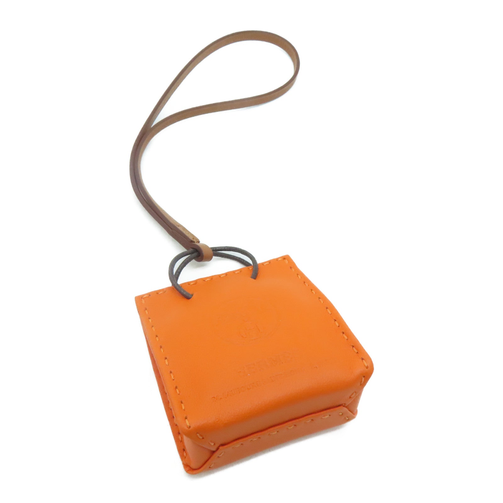 HERMES [Sharp Discount] Swift Leather Charm Ornament Orange