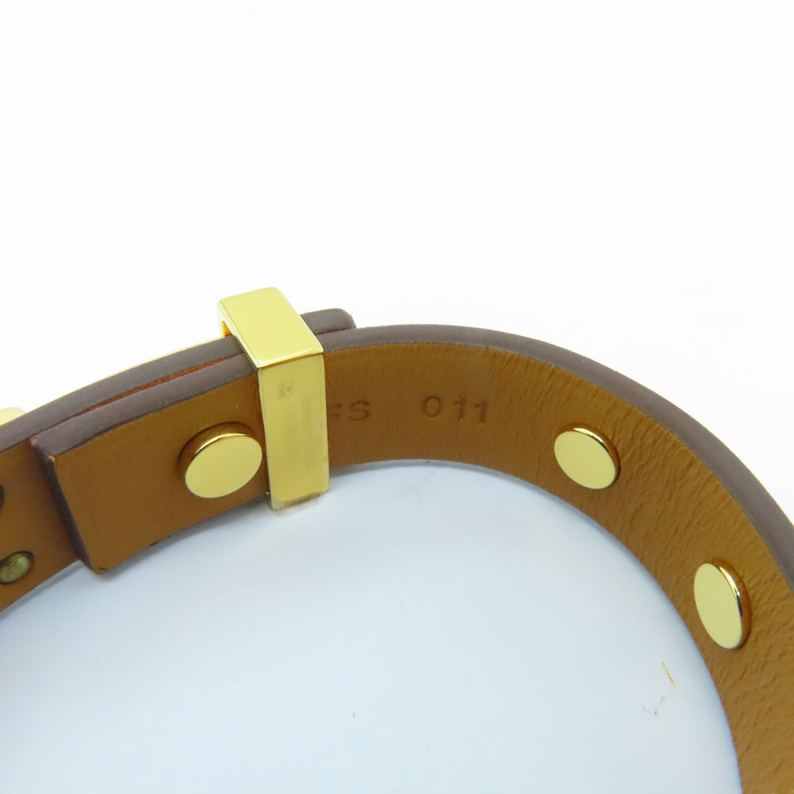 HERMES Swift皮革Mini Dog Clous Ronds金扣手鐲紅色