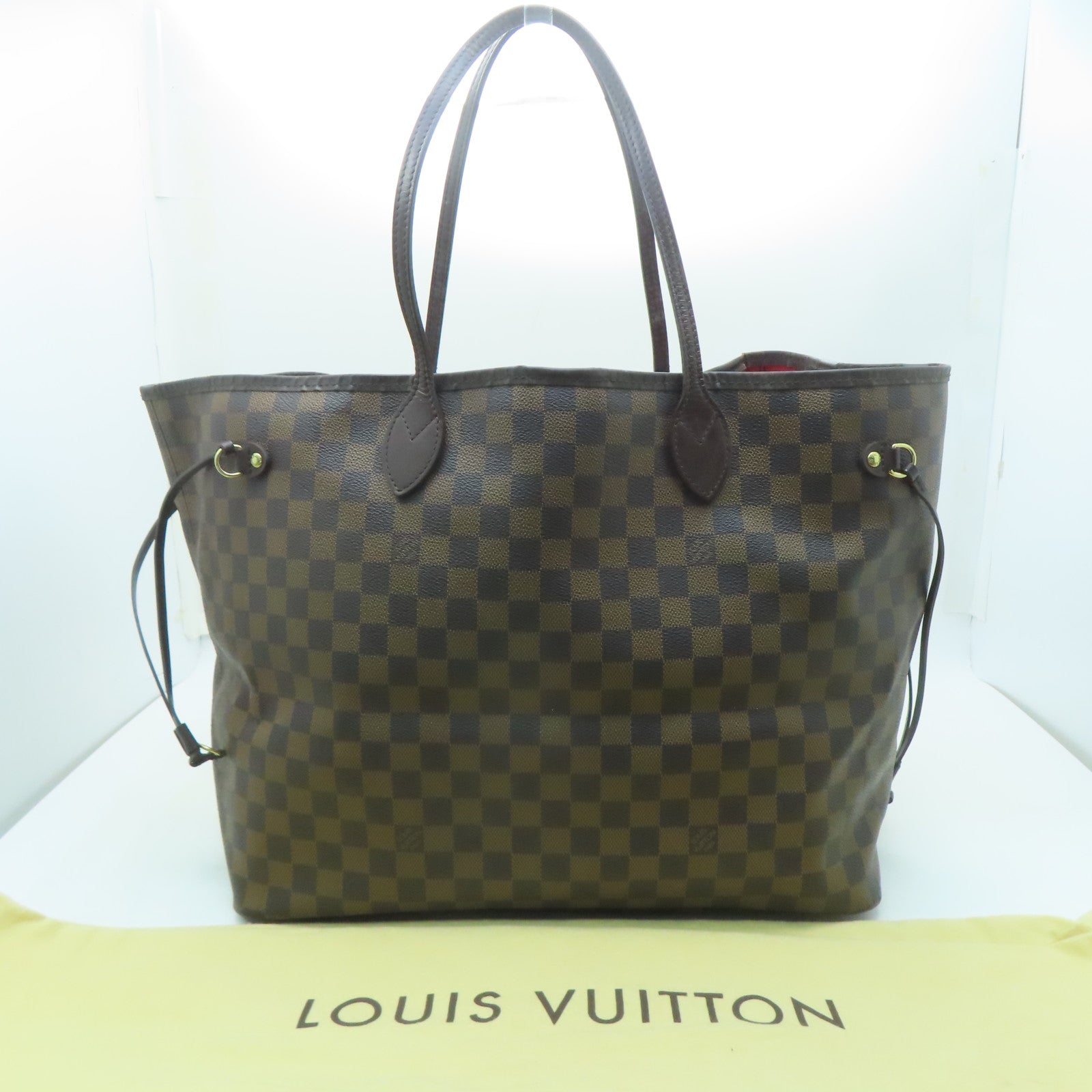 LOUIS VUITTON Damier Neverfull GM金扣手挽袋啡色