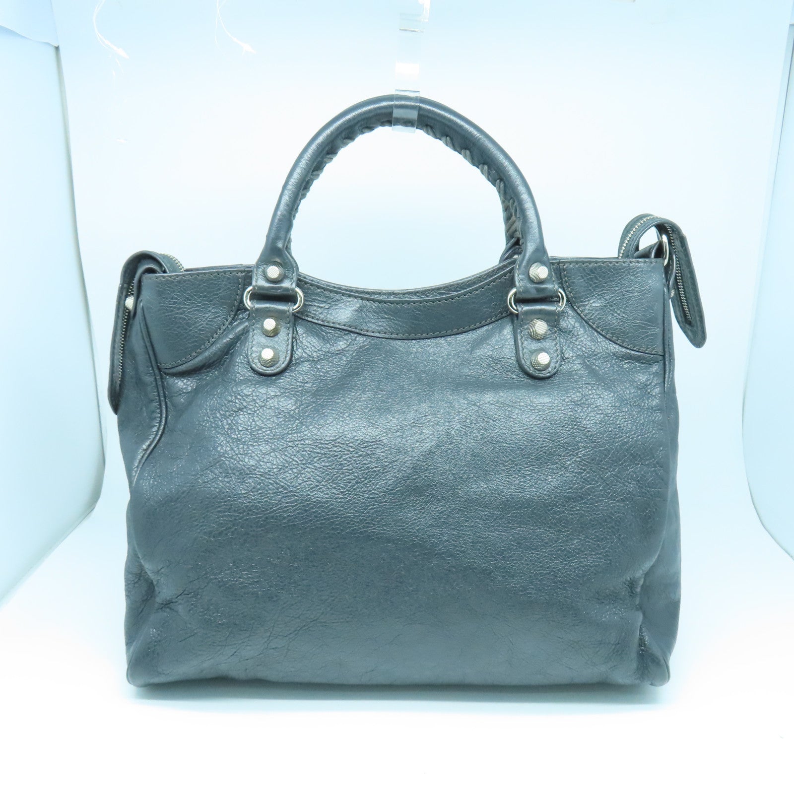 BALENCIAGA 牛皮皮革Giant Velo银扣肩背袋灰色