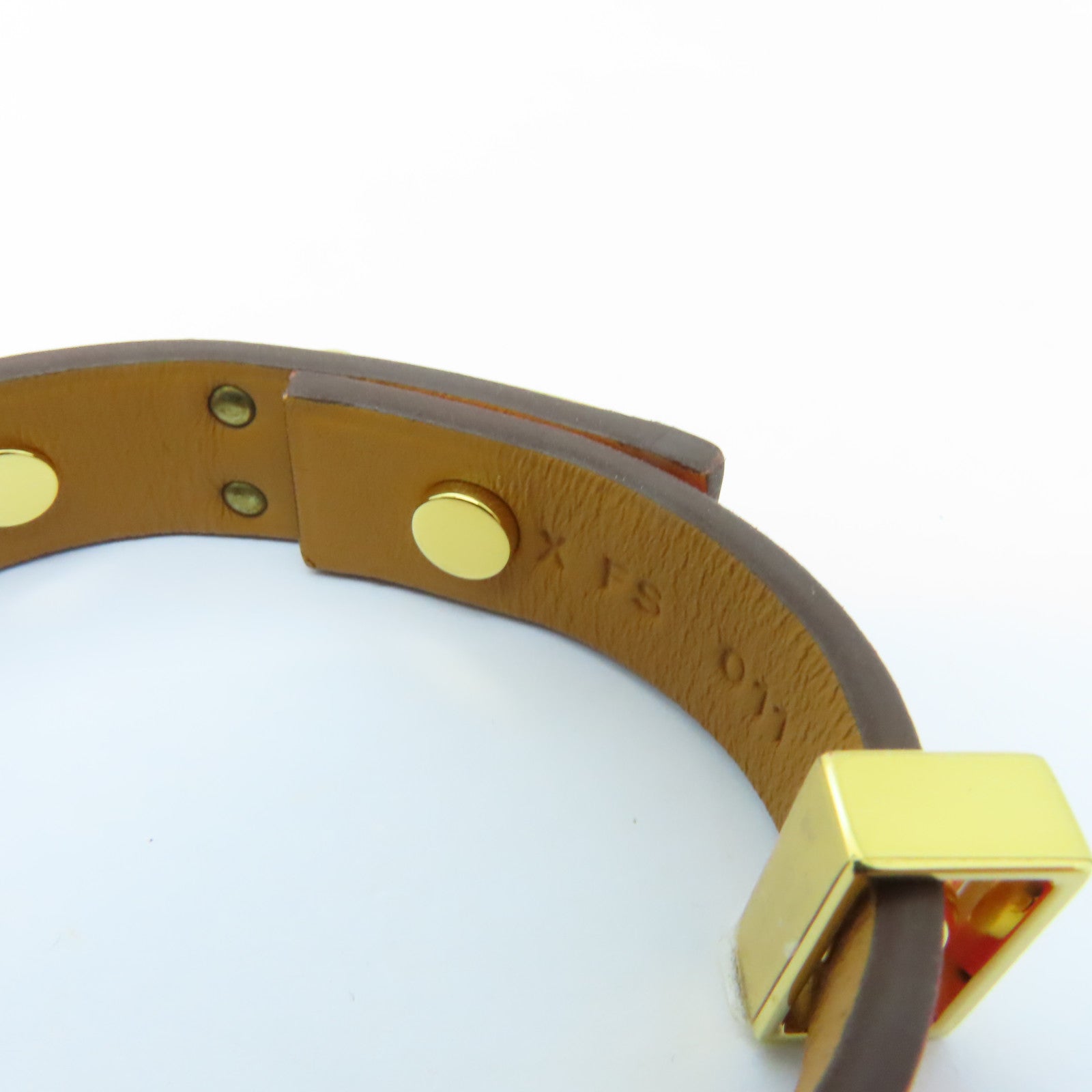 HERMES Swift皮革Mini Dog Clous Ronds金扣手鐲紅色