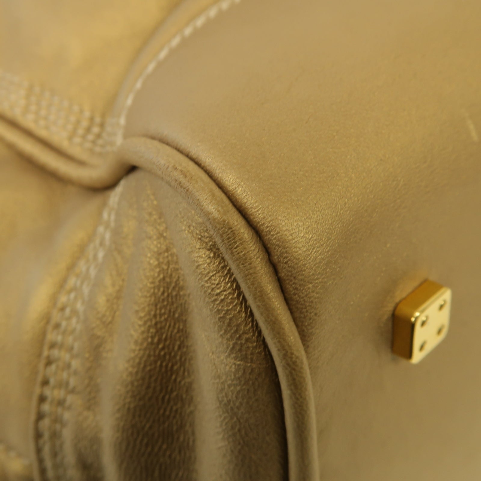 LOEWE 羊皮皮革Amazona金扣手挽袋金色