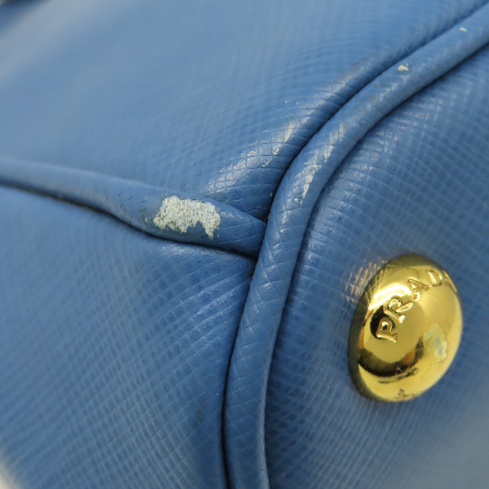 PRADA Saffiano Lux皮革Galleria 2Way Shoulder Bag金扣手挽肩背兩用袋藍色