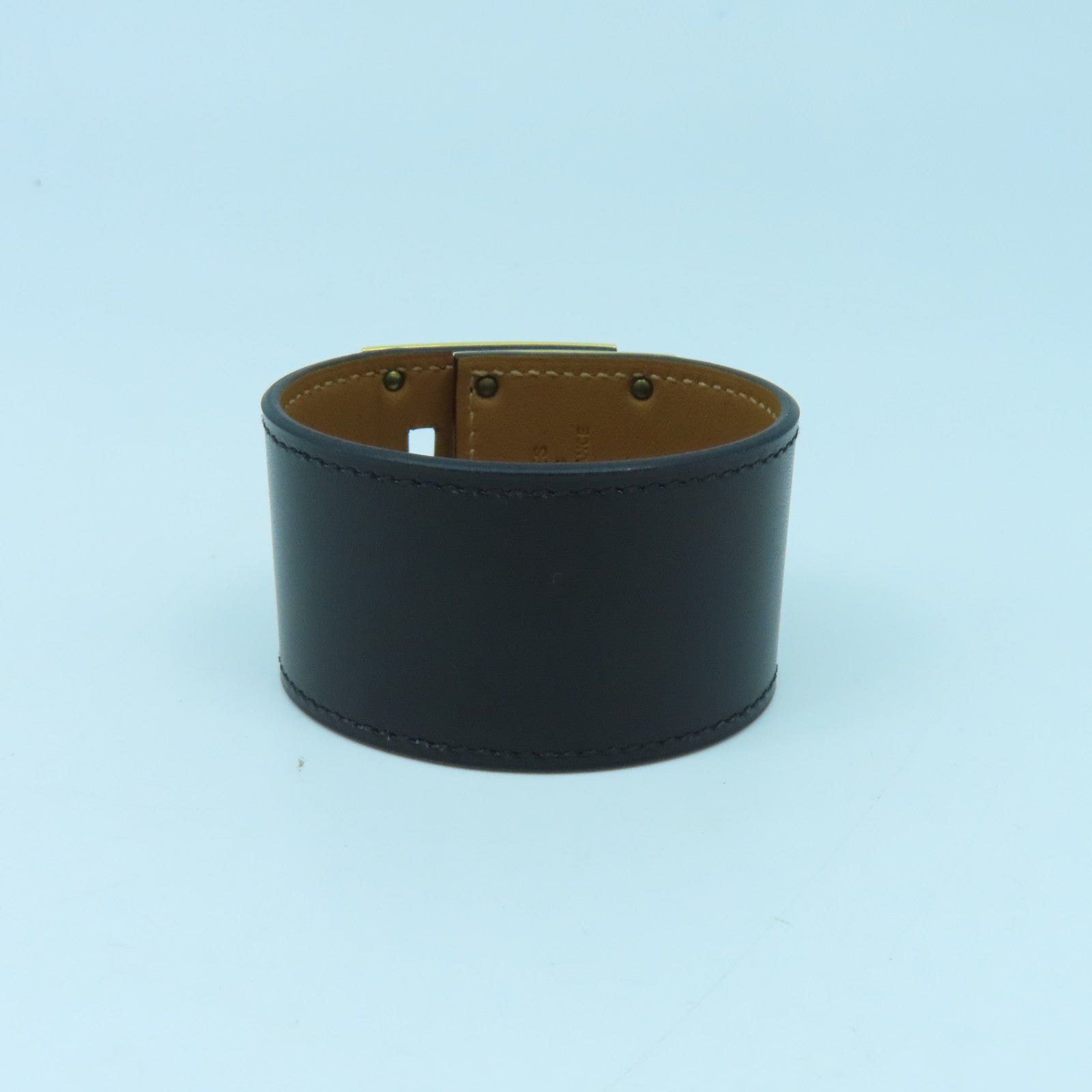 HERMES Swift皮革Kelly Dog Bracelet金扣手鐲黑色/啡色