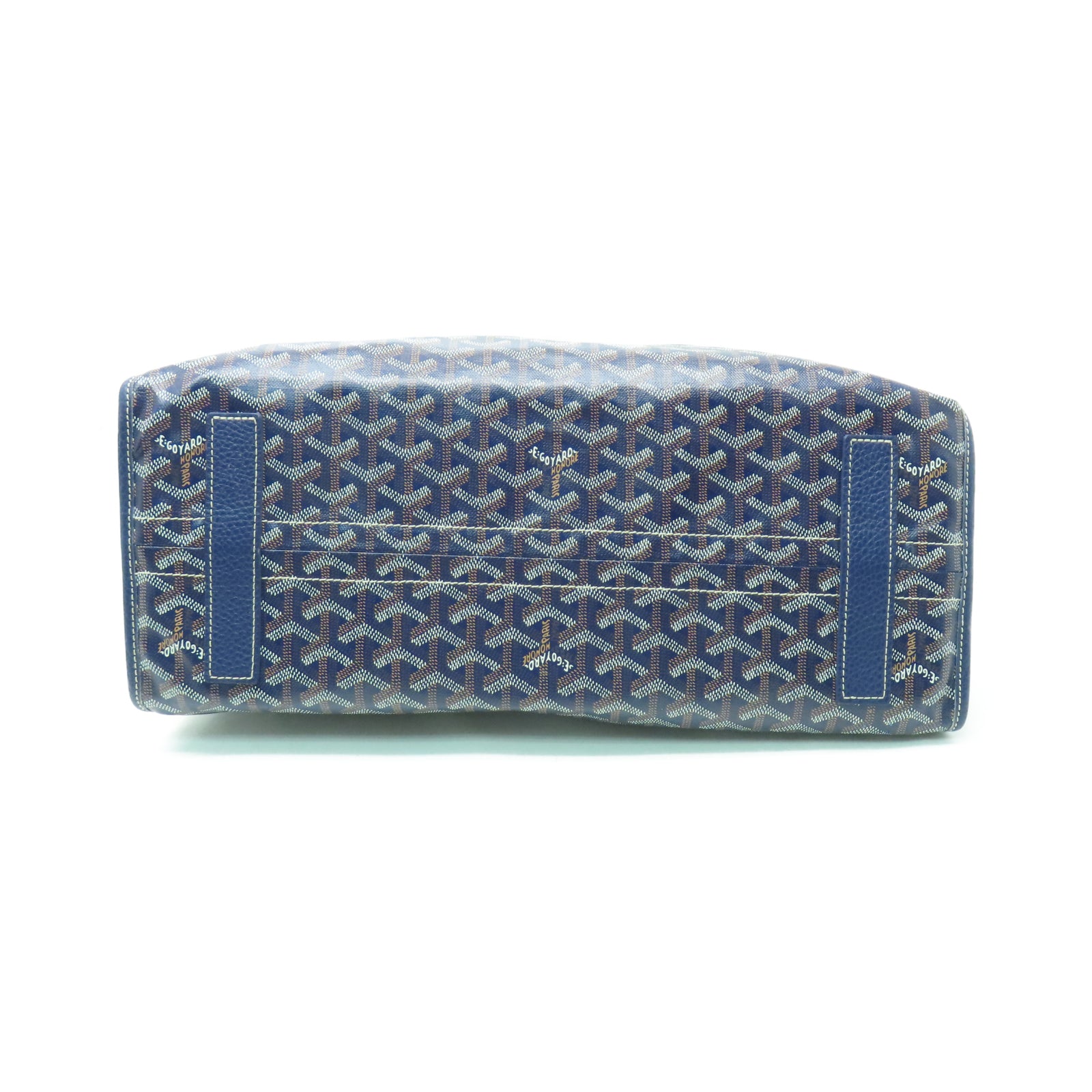 GOYARD 塗層帆布/牛皮皮革Tote Bag銀扣手挽袋藍色