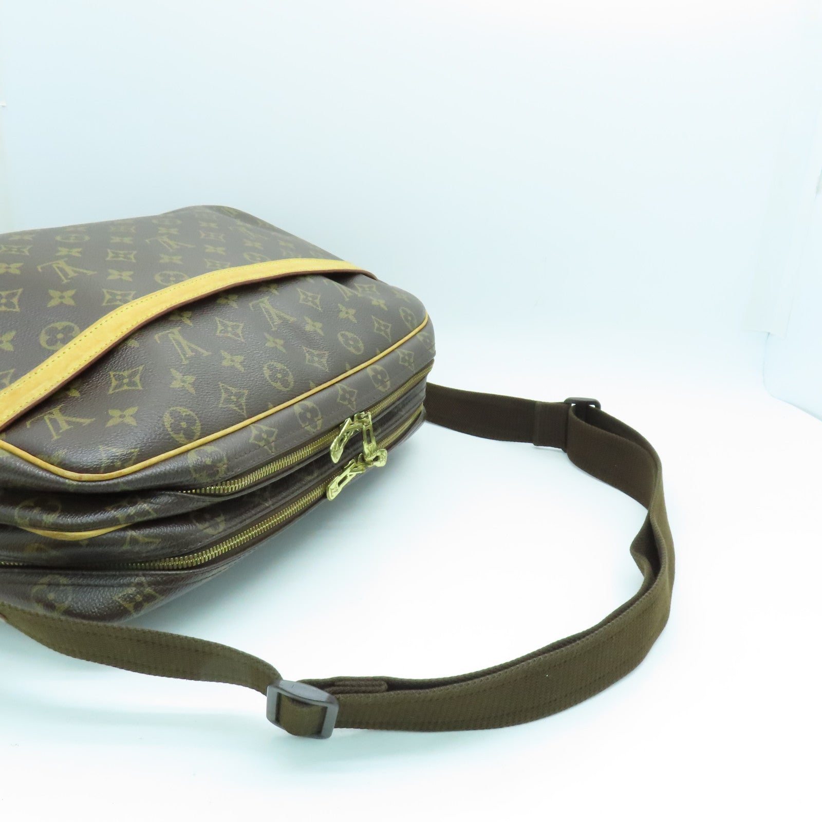 LOUIS VUITTON Monogram Reporter GM金扣肩背袋啡色