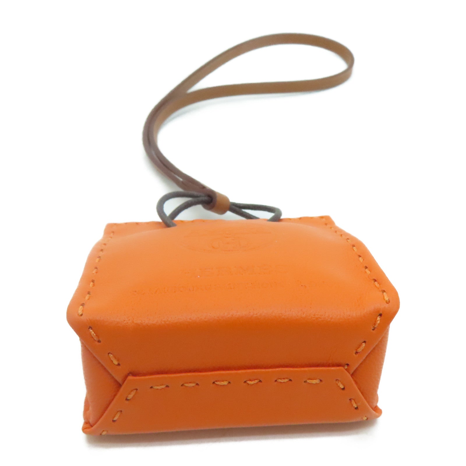 HERMES [Sharp Discount] Swift Leather Charm Ornament Orange