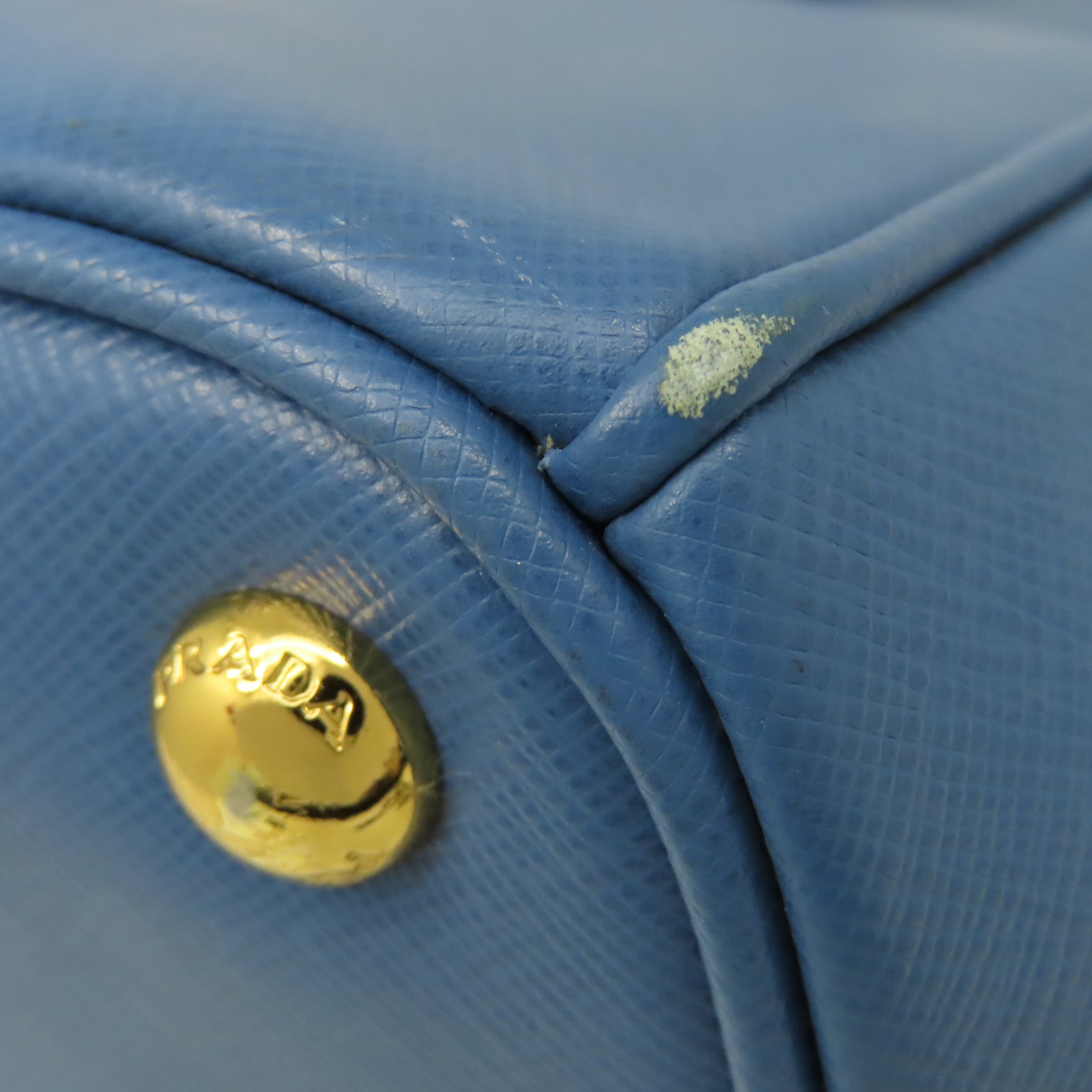 PRADA Saffiano Lux皮革Galleria 2Way Shoulder Bag金扣手挽肩背兩用袋藍色