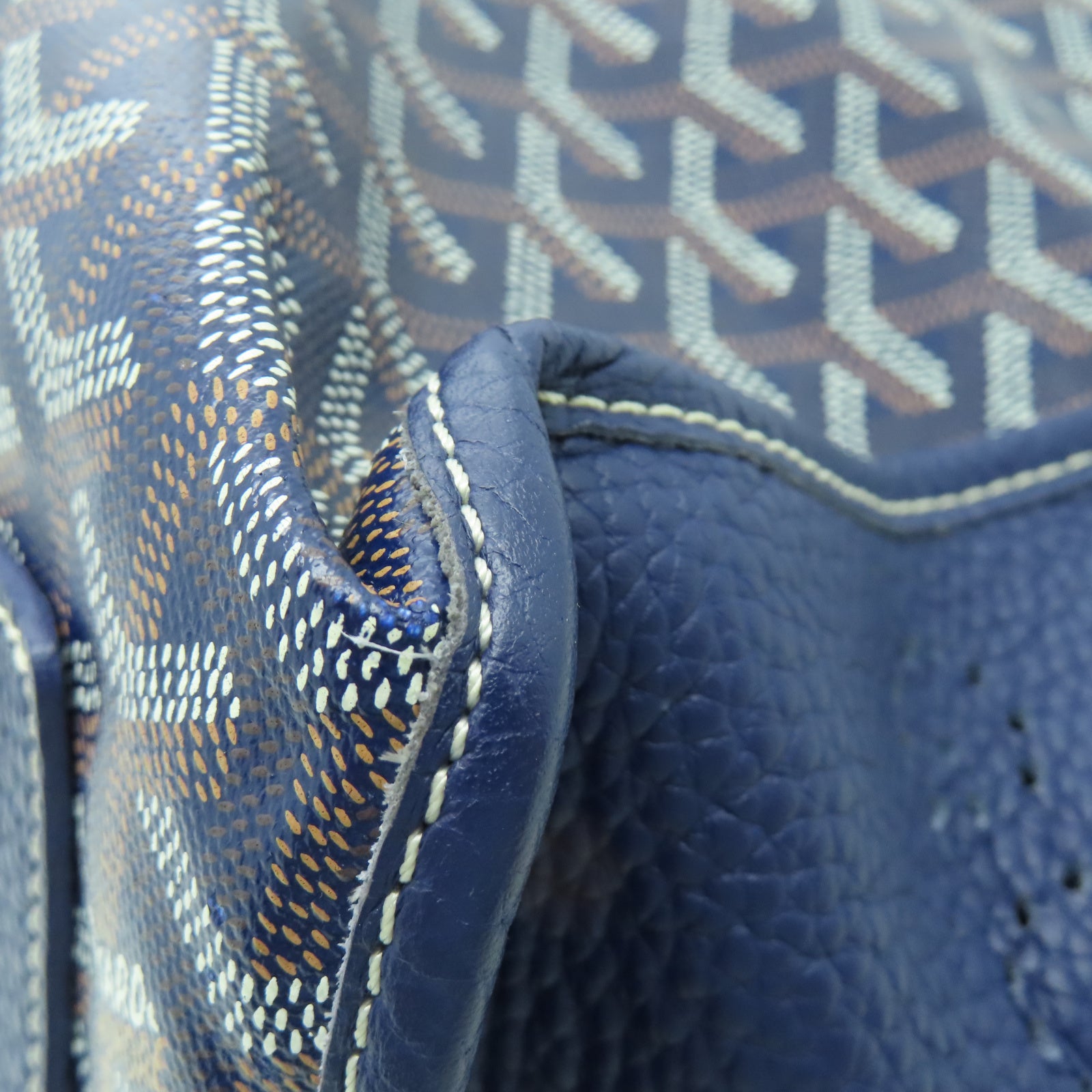 GOYARD 塗層帆布/牛皮皮革Tote Bag銀扣手挽袋藍色