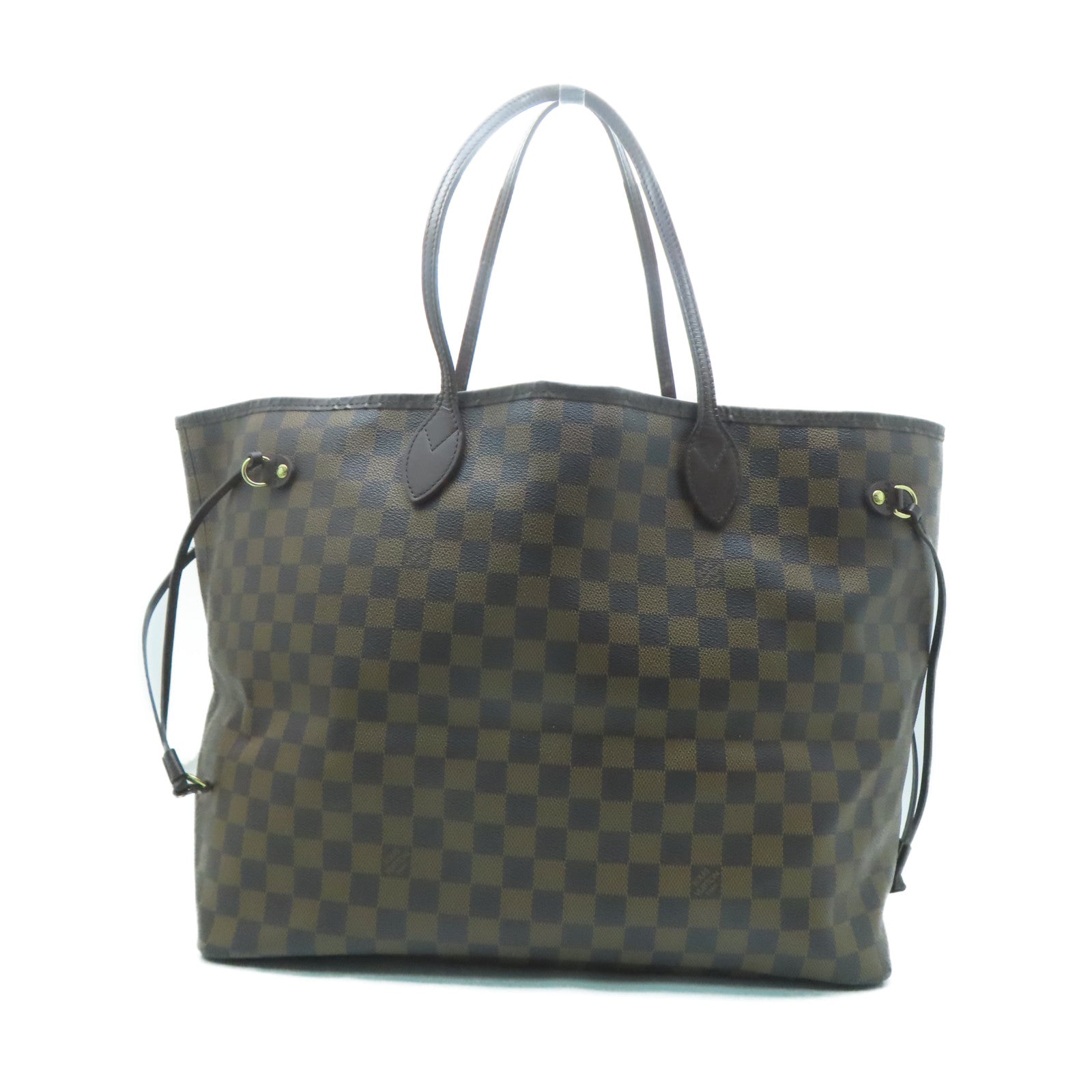 LOUIS VUITTON Damier Neverfull GM金扣手挽袋啡色