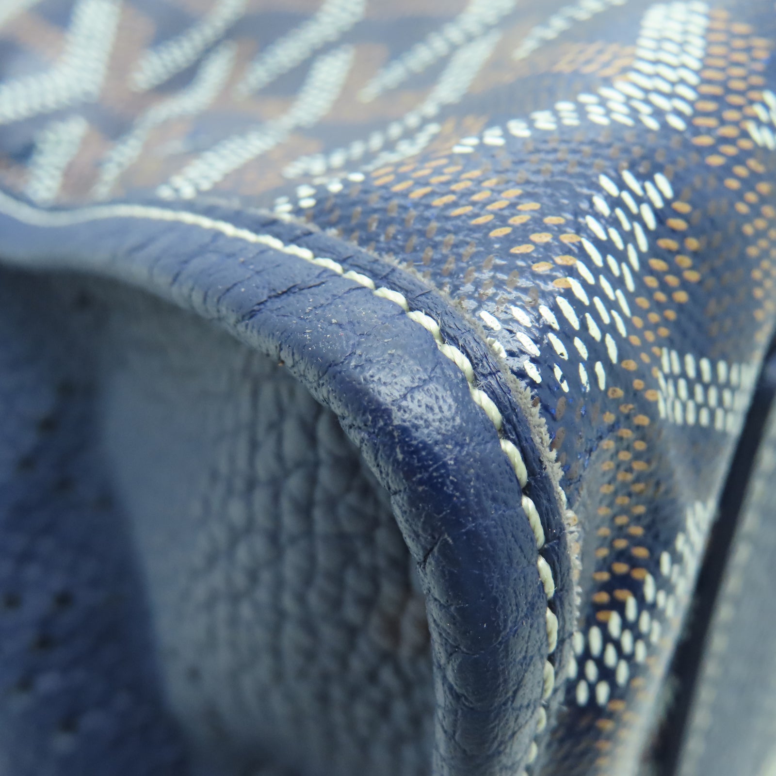 GOYARD 塗層帆布/牛皮皮革Tote Bag銀扣手挽袋藍色