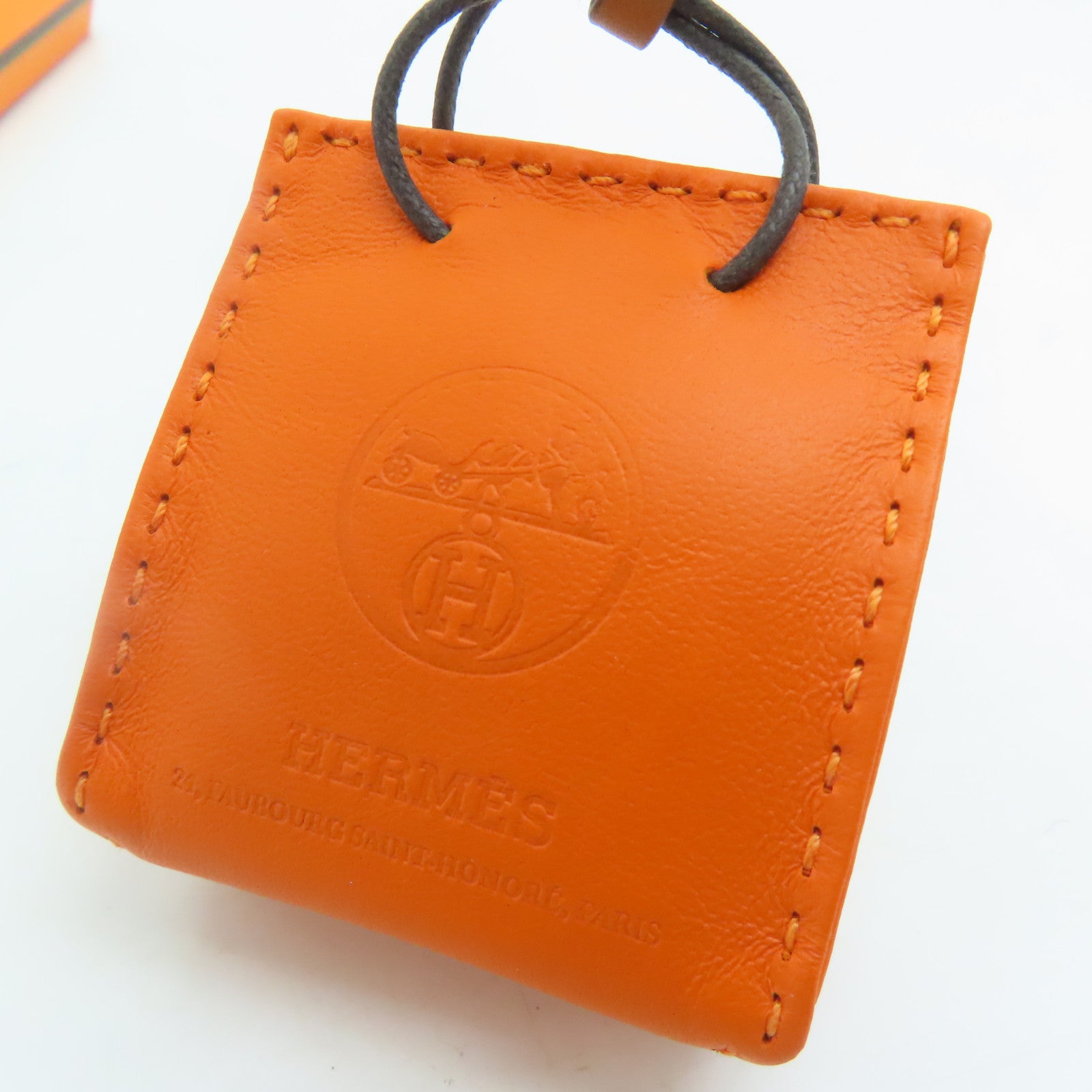 HERMES [Sharp Discount] Swift Leather Charm Ornament Orange