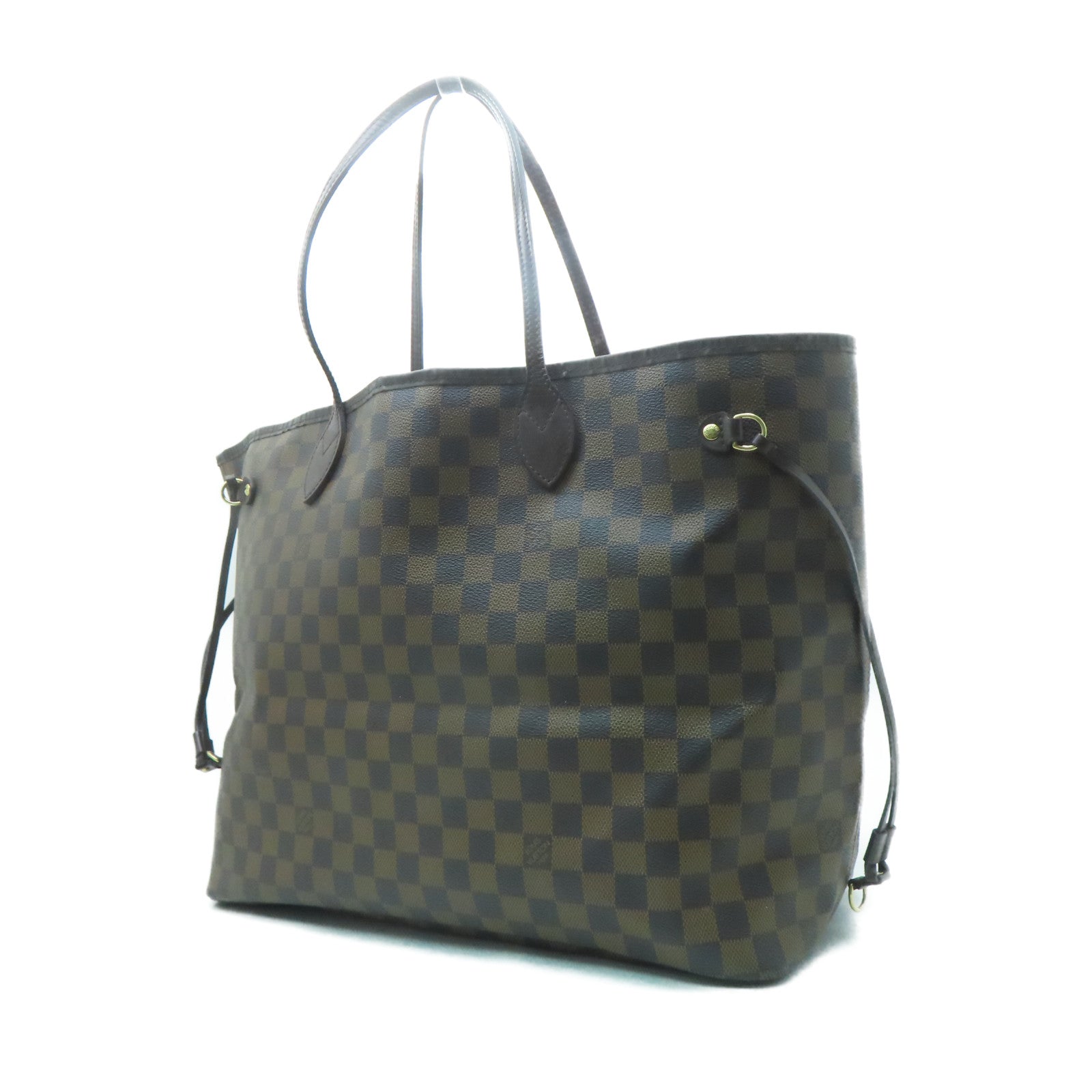 LOUIS VUITTON Damier Neverfull GM金扣手挽袋啡色