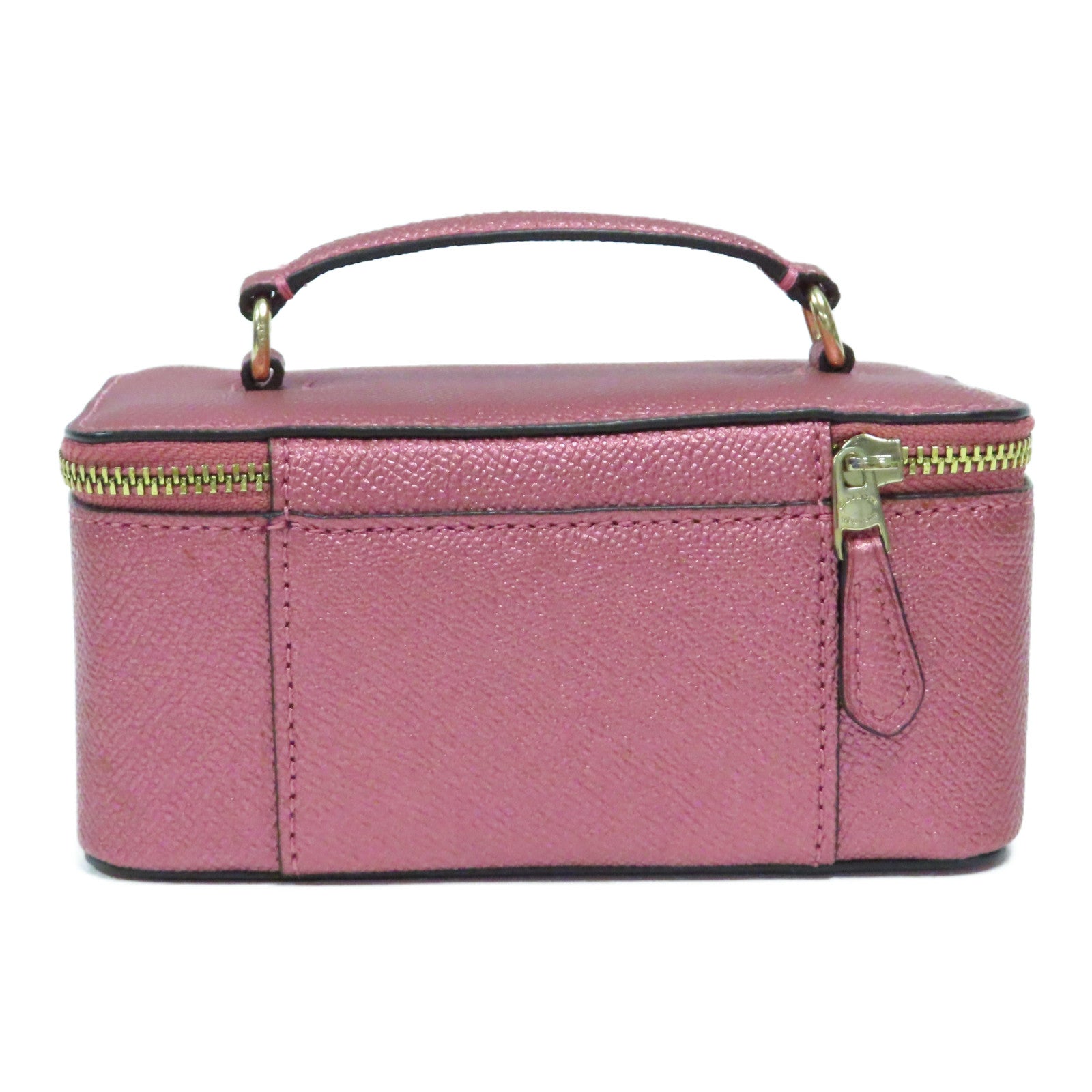 COACH 皮革Mini Vanity Case金扣手挽袋粉紅色