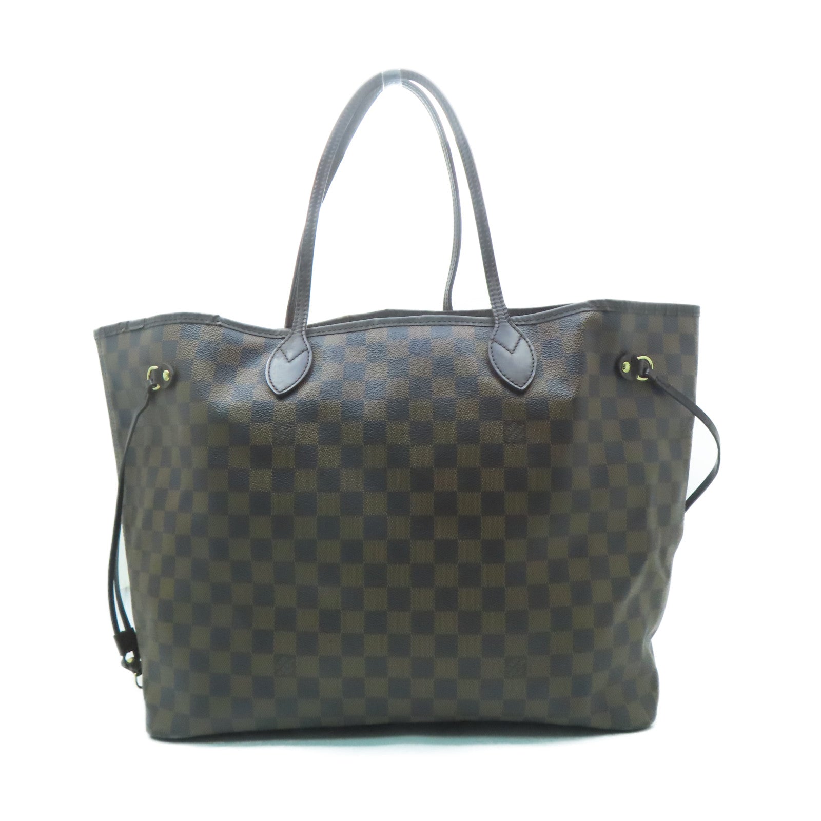 LOUIS VUITTON Damier Neverfull GM金扣手挽袋啡色