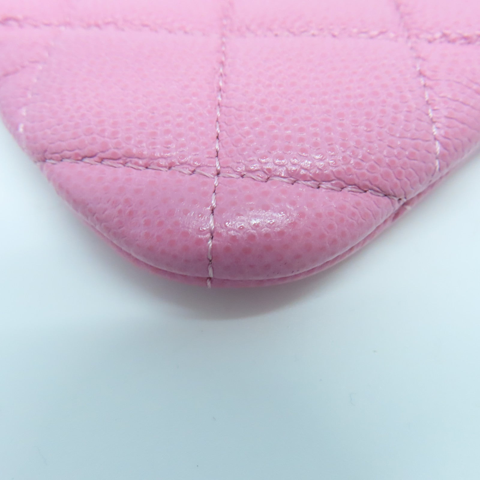 CHANEL Diamond Caviar Leather Mini Pouch Gold Buckle Clutch Pink